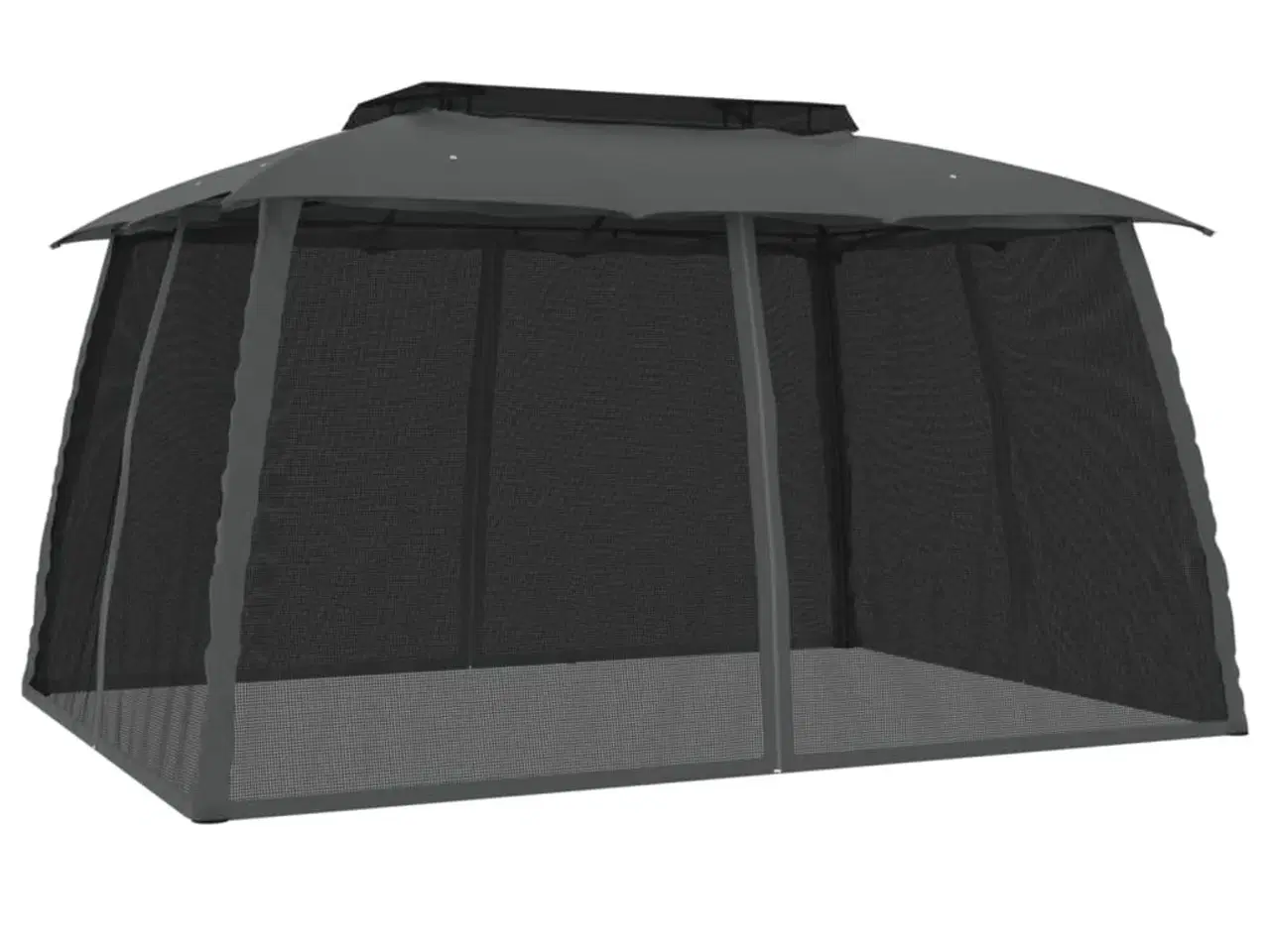 Billede 2 - Pavillon 3,93x2,93 m dobbelt tag + meshvægge stål antracitgrå