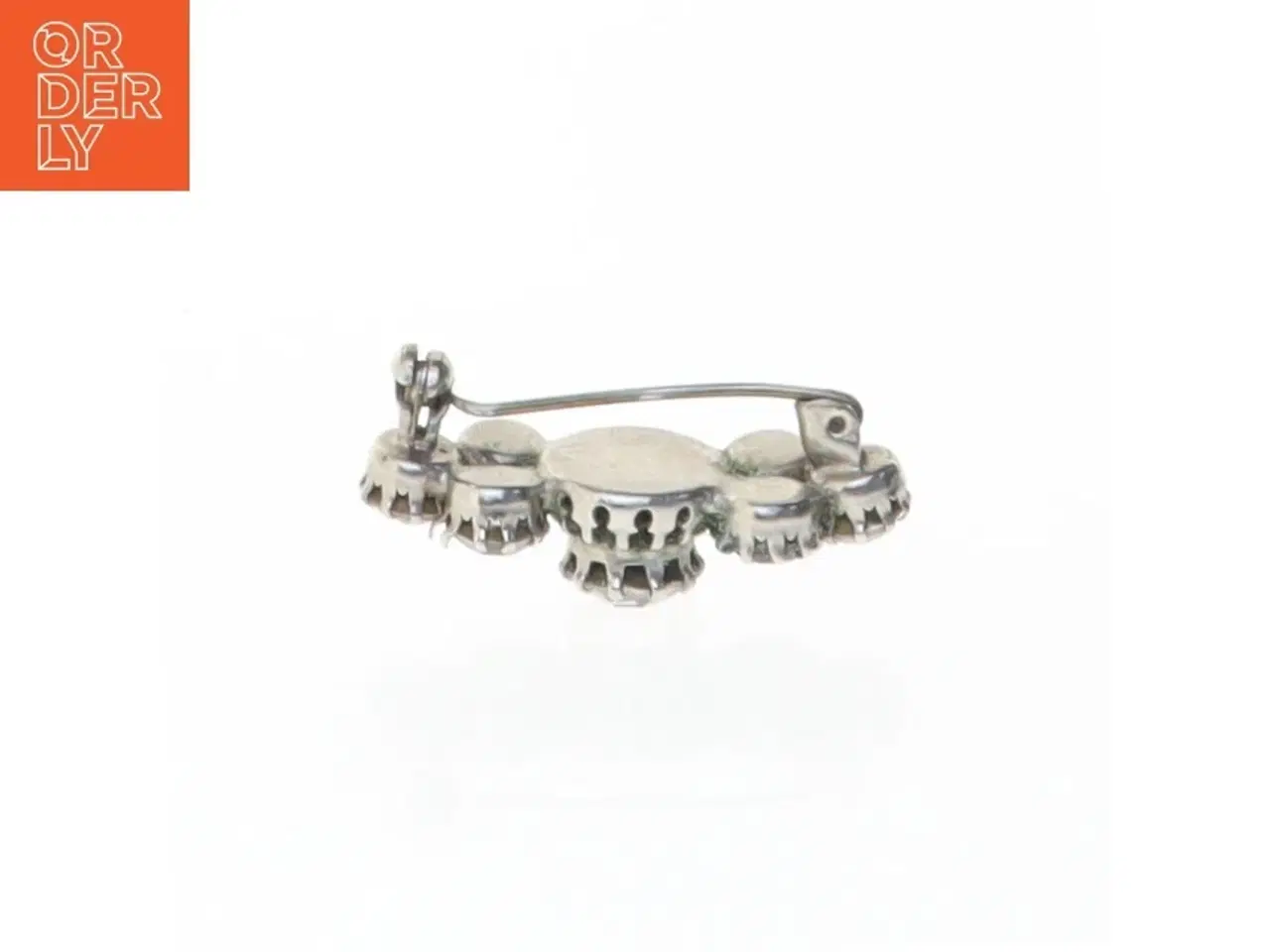 Billede 3 - Sølvbroche med blå sten (str. 3,5 x 1,3 cm)