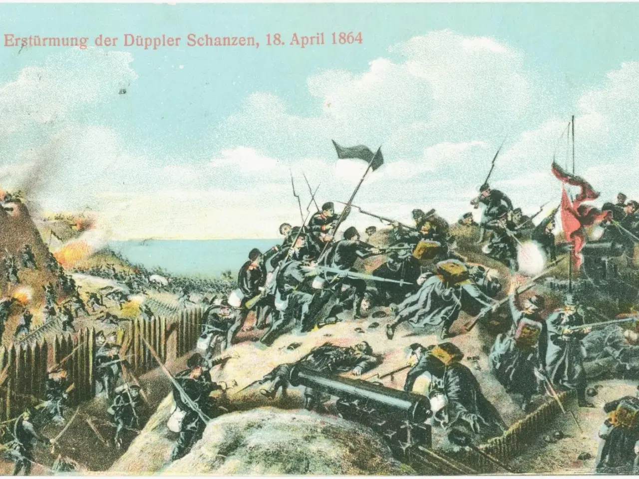 Billede 1 - Krigen 1864. 18. april. Stormen på Dybbøl