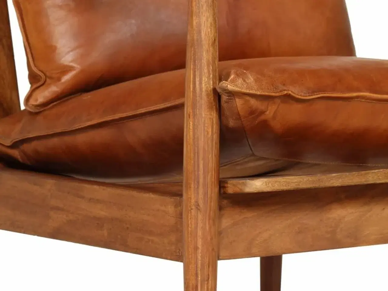 Billede 8 - Lænestol ægte læder med akacietræ brun