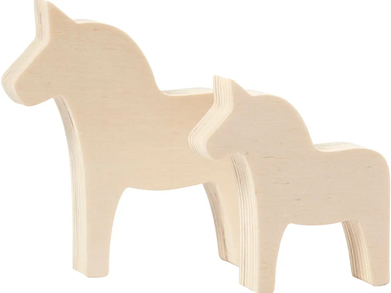 Billede 1 - Dekorativ Dalahest i Lyst Træ - 2 stk. Pakke