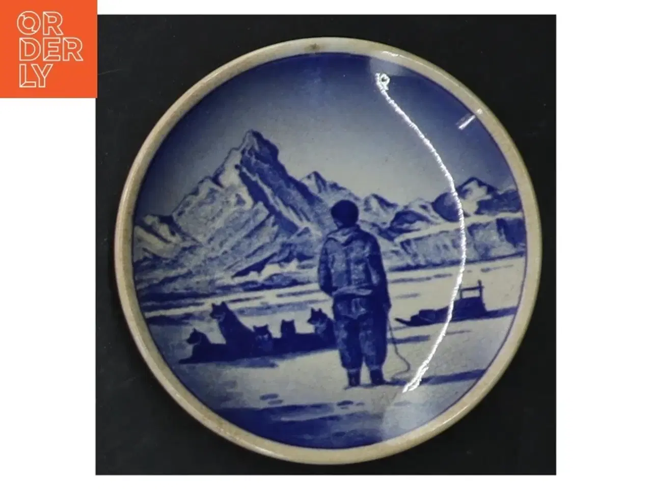 Billede 3 - Blå og hvid porcelænsplatter med danske landskaber fra Royal Copenhagen (str. 8 cm. 6 styk)