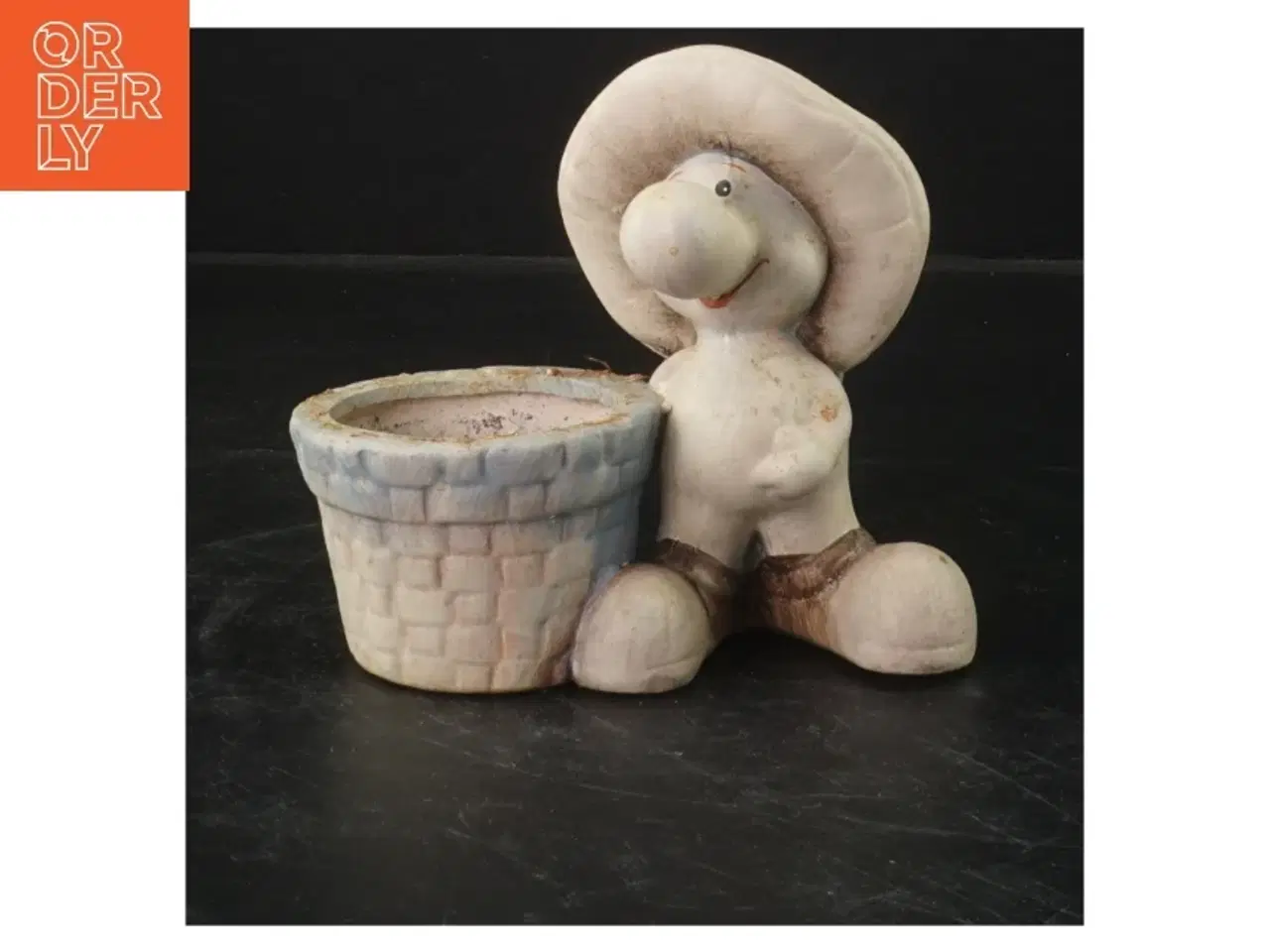 Billede 1 - Keramik figur med urtepotte (str. 14x12 cm)