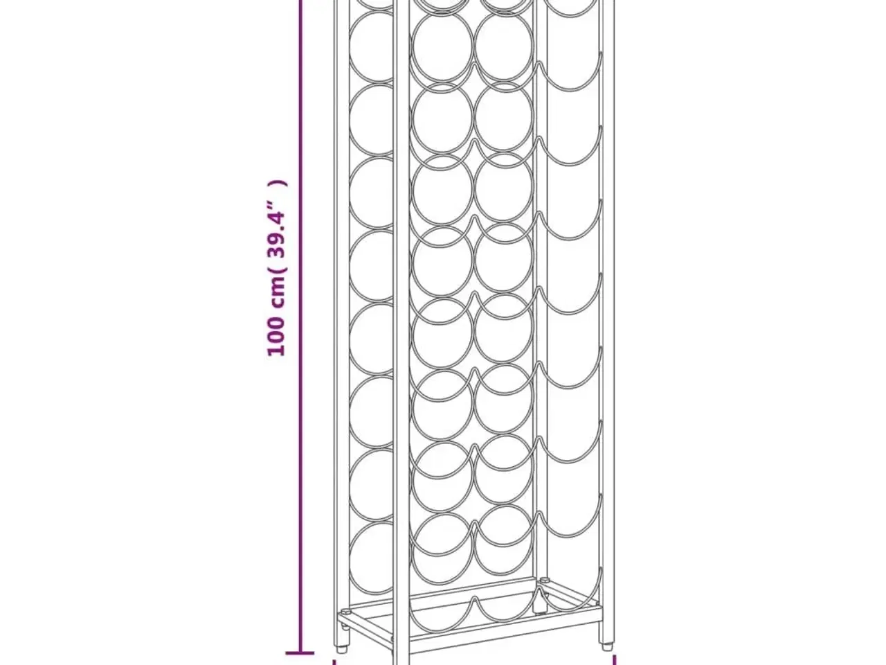 Billede 7 - Vinreol til 27 flasker 34x18x100 cm smedejern sort