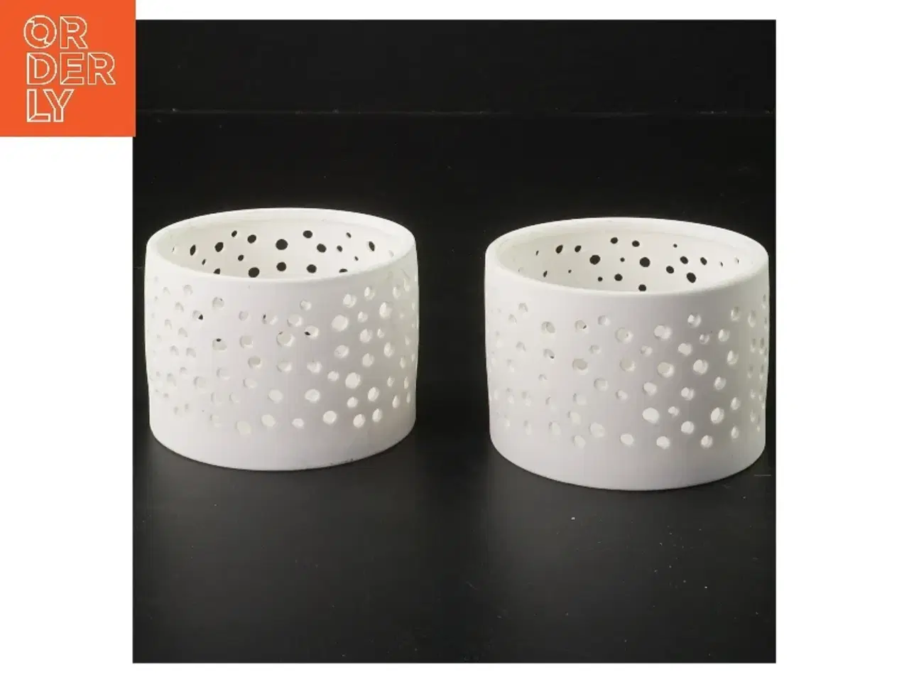 Billede 1 - Hvide lyslygter i keramik (str. 2 stk Ø 8 cm)