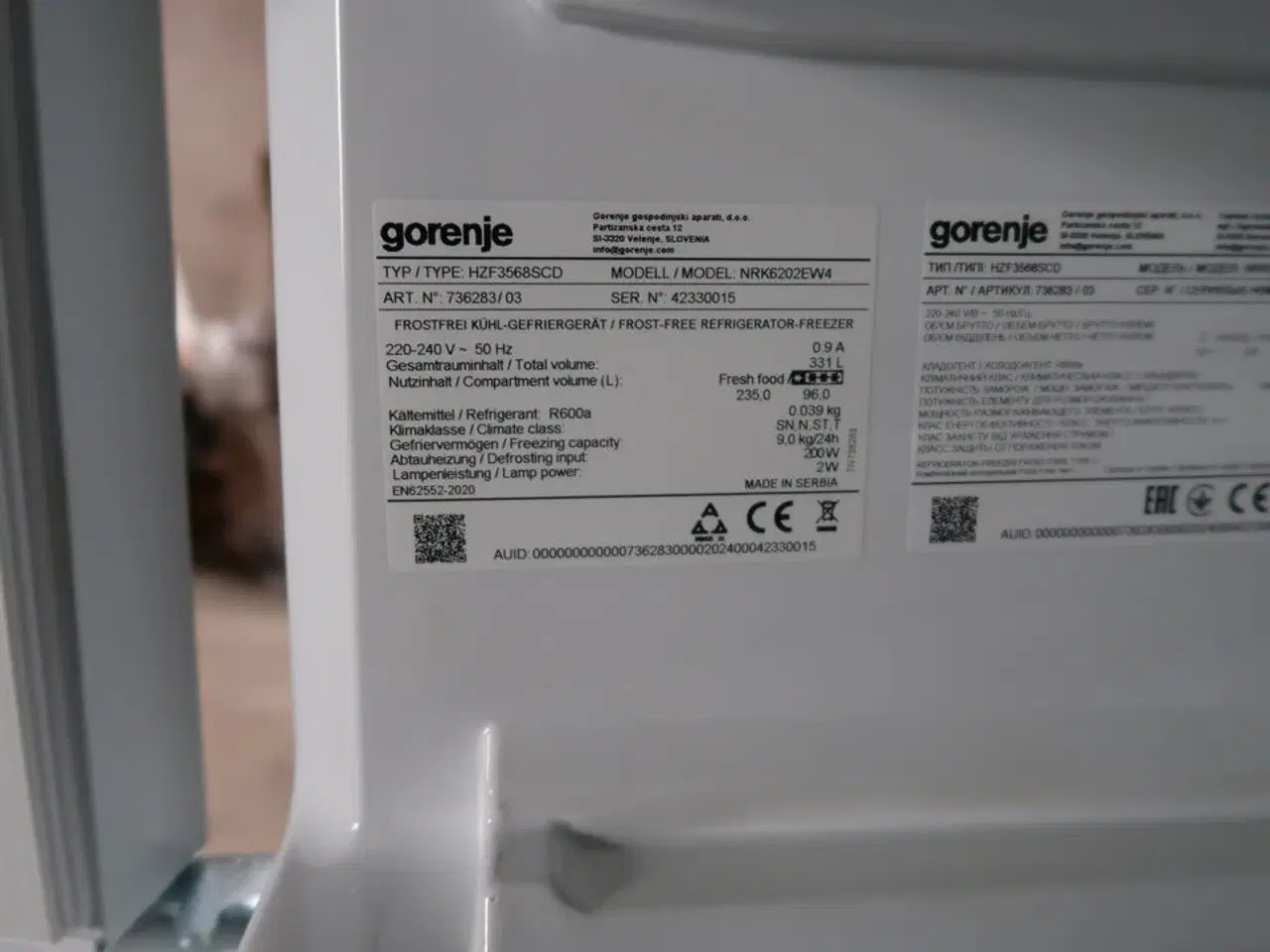 Billede 4 - Køle/fryseskab GORENJE NRK6202EW4