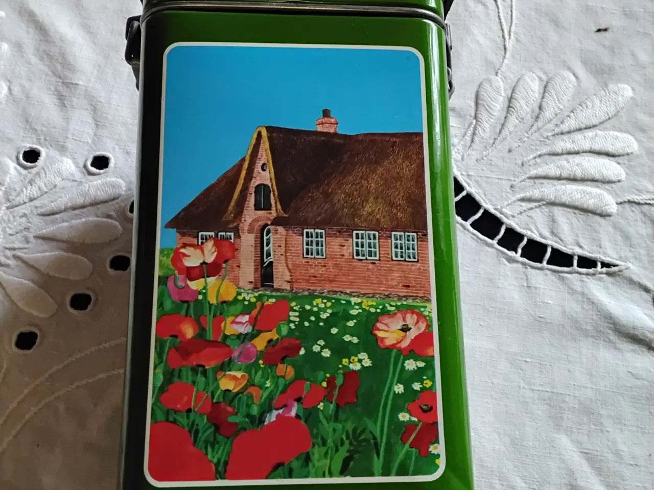 Billede 4 - Metal tedåse /kaffe med 4 smukke motiver -vintage 