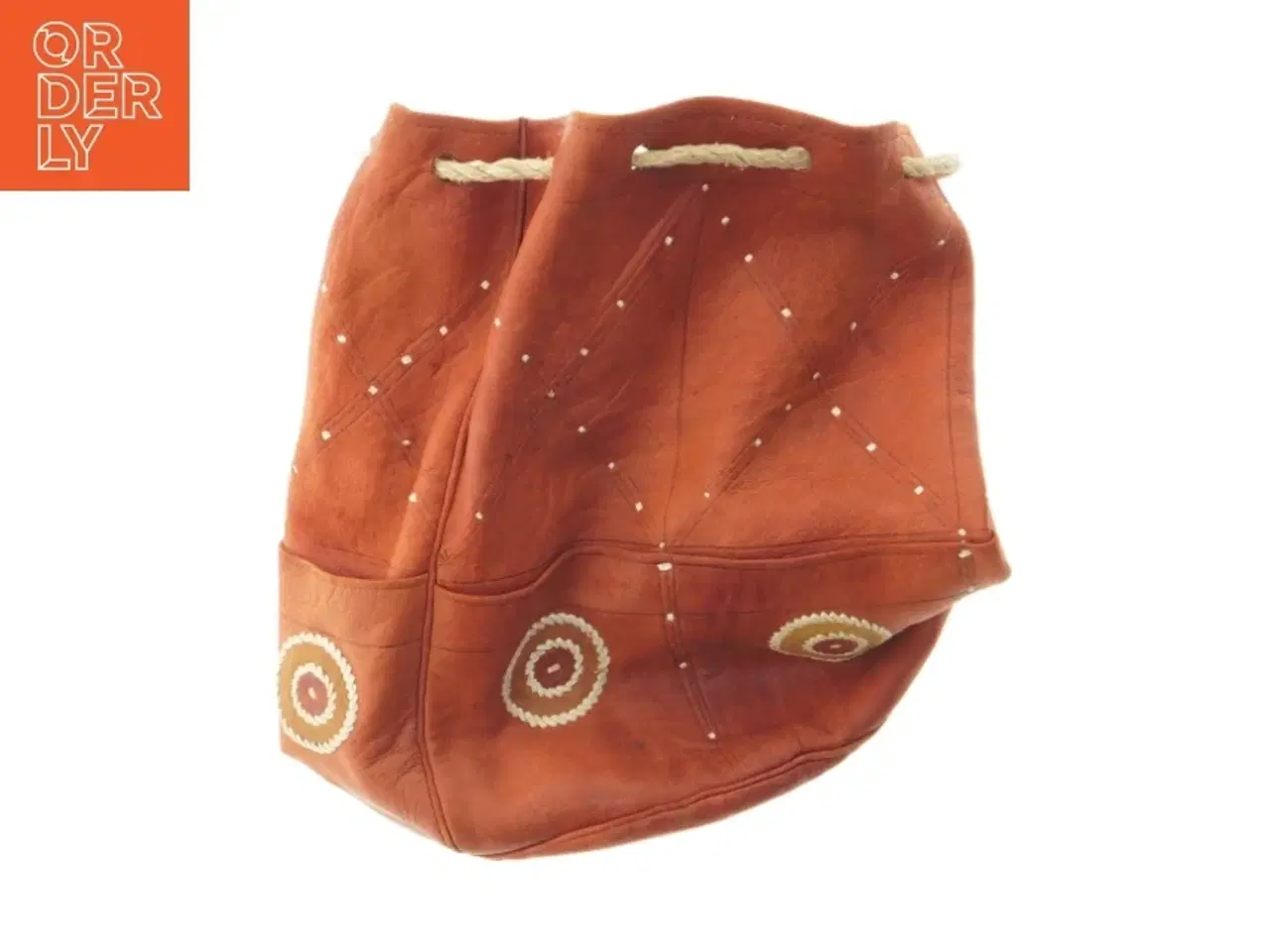 Billede 1 - Rød læder taske med dekorative mønstre (str. 31x31 cm)