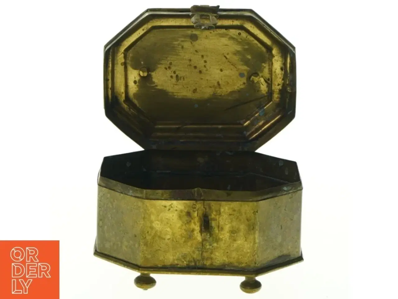 Billede 2 - Antik messing teboks (str. 12 x 9 cm)