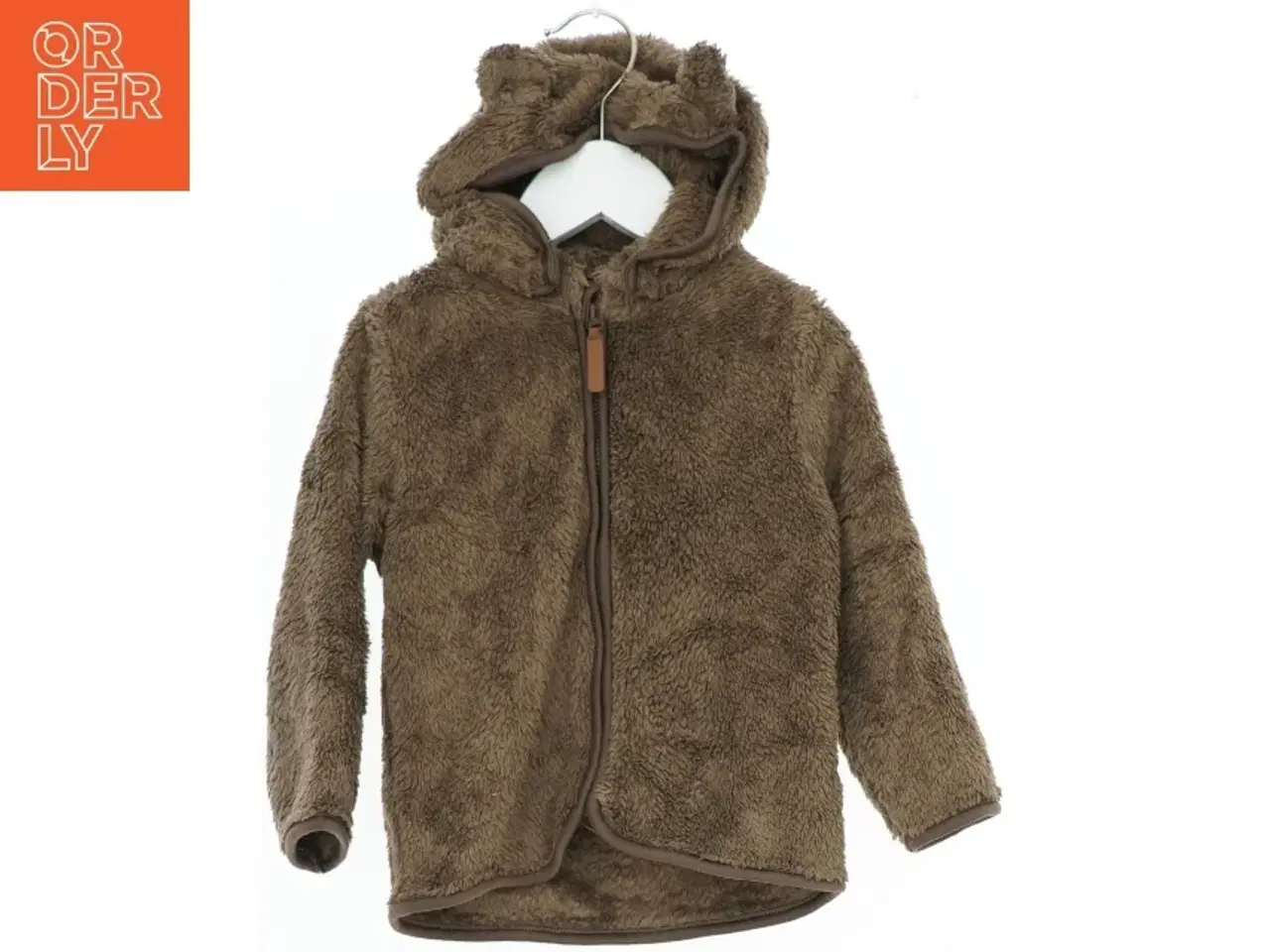 Billede 1 - Brun plys jakke med hætte til børn fra H&M (str. 92)