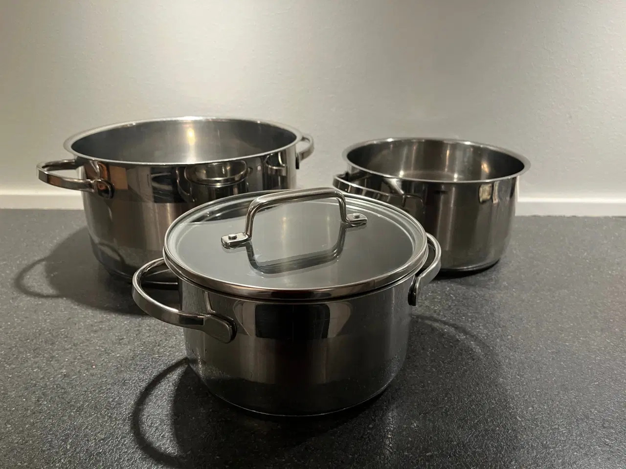 Billede 2 - Grydesæt mrk. Køkkenchef 3 gryder+1 låg 