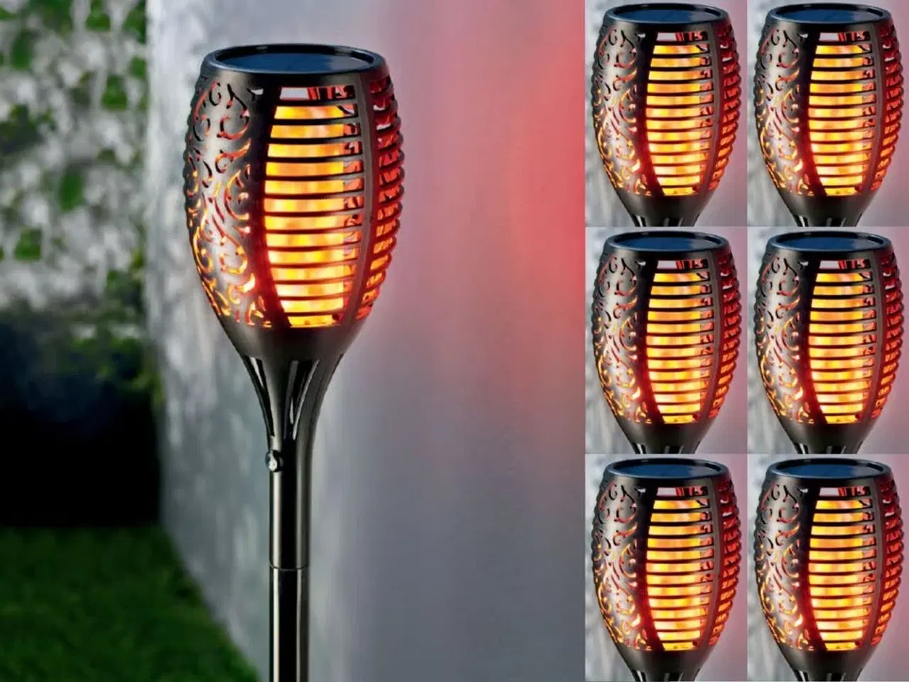 Billede 1 - 6 stk. Solar LED lampe med indbygget batteri.