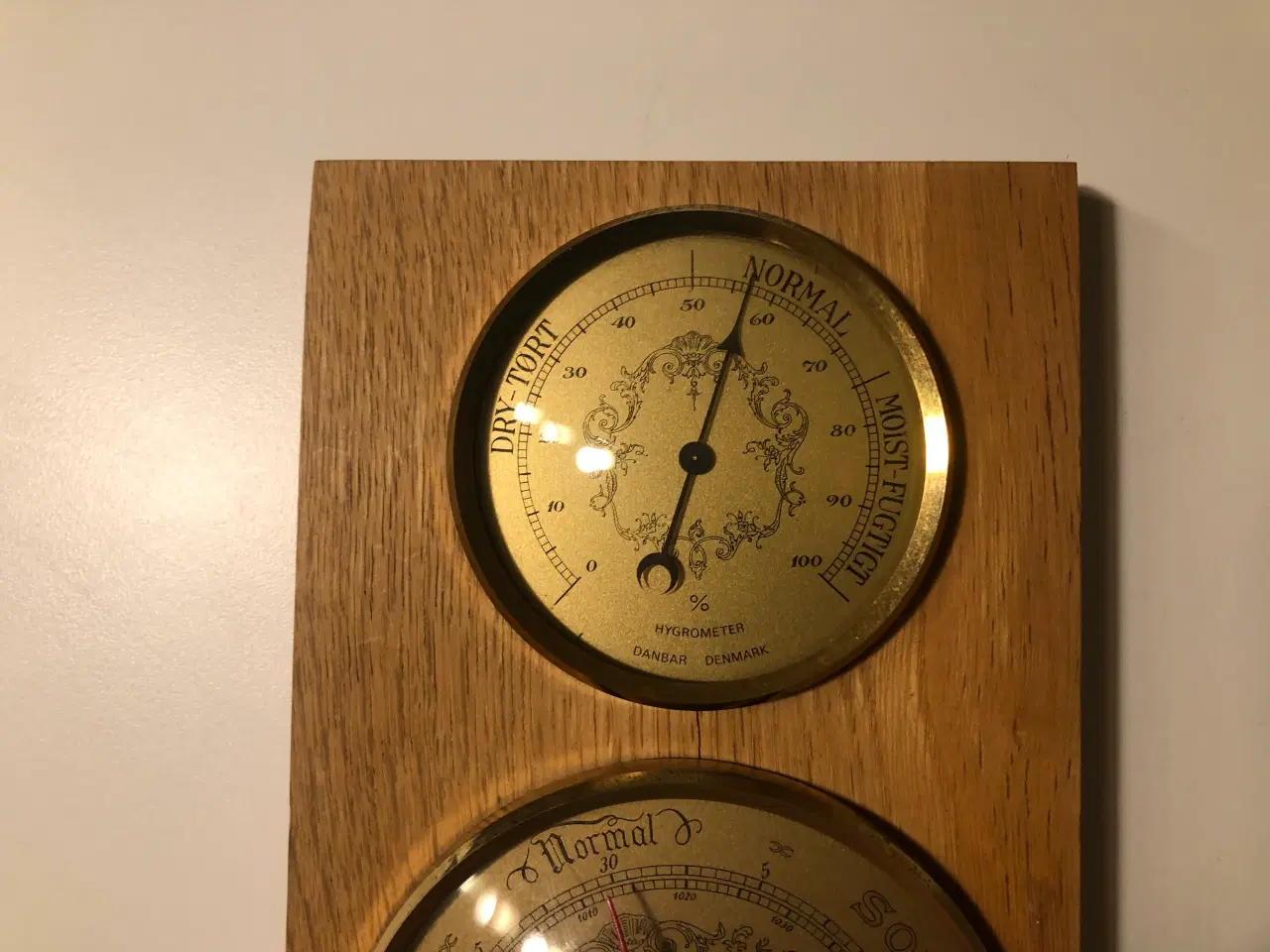 Billede 2 - Egetræs plade med barometer, termometer og hygrome