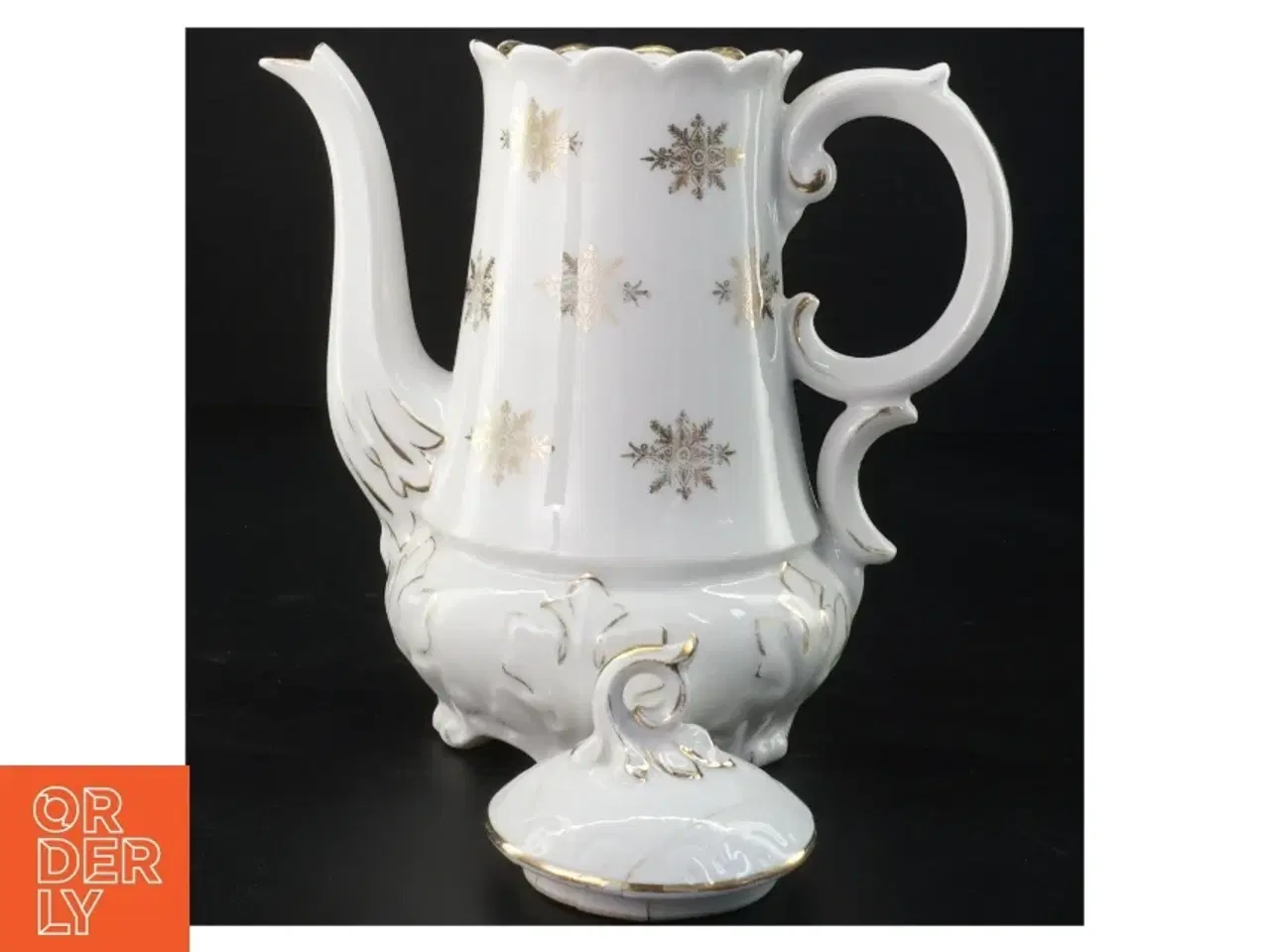 Billede 2 - Antik kaffekande i hvidt porcelæn med guld, Bing & Grøndahl (str. 24 x 13 cm)