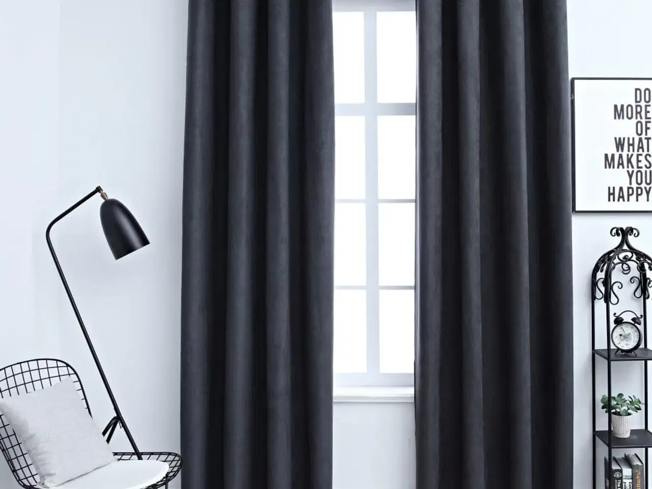 Billede 1 - Mørklægningsgardiner 2 stk. metalringe 140 x 175 cm antracitgrå