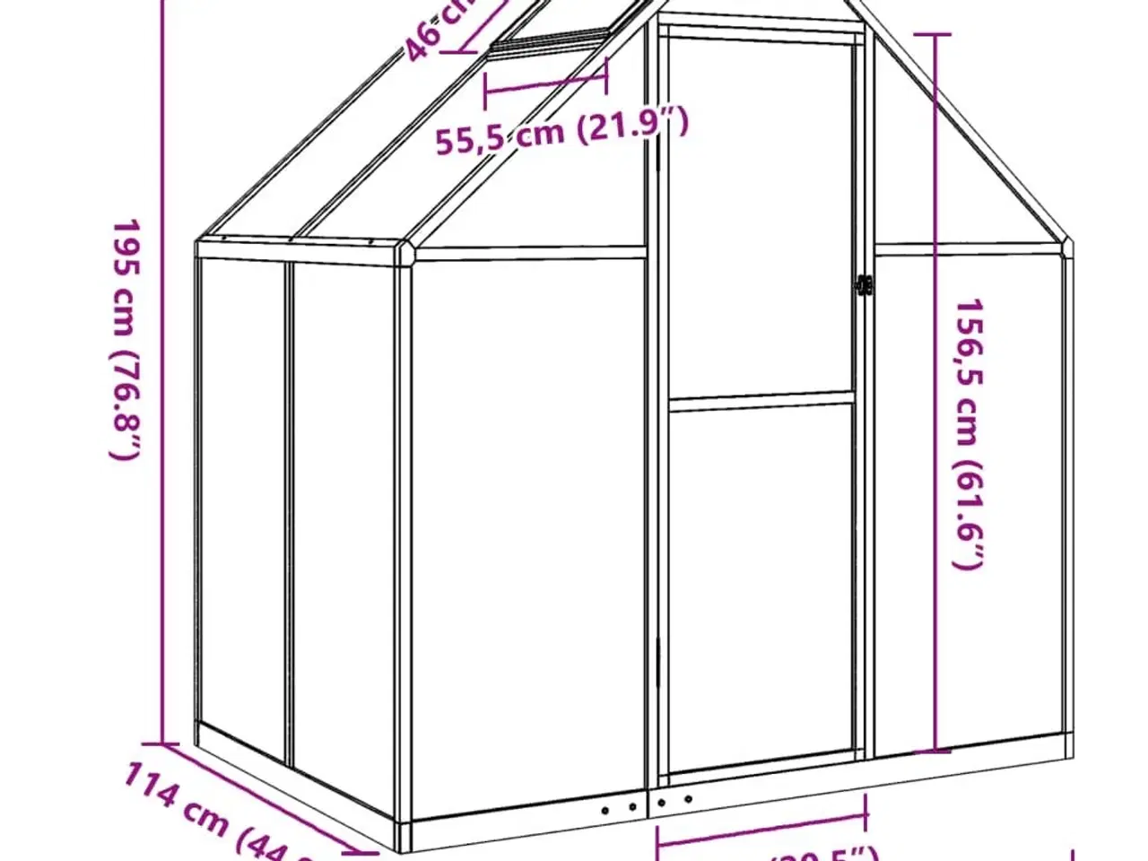 Billede 10 - Drivhus med fundamentramme 169x114x195 cm aluminium antracitgrå