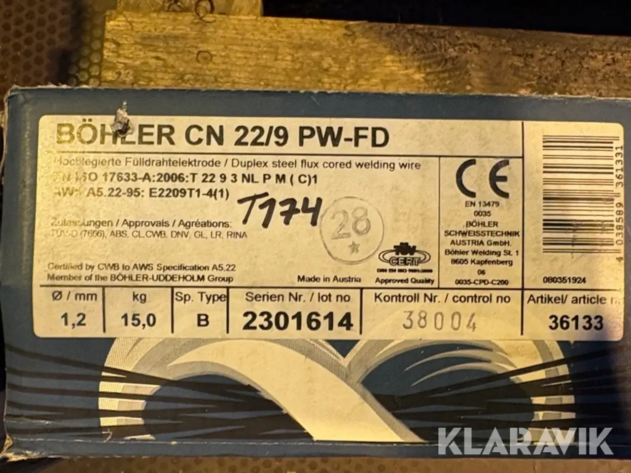 Billede 2 - Svejsetråd Böhler CN 22/9 PW-FD