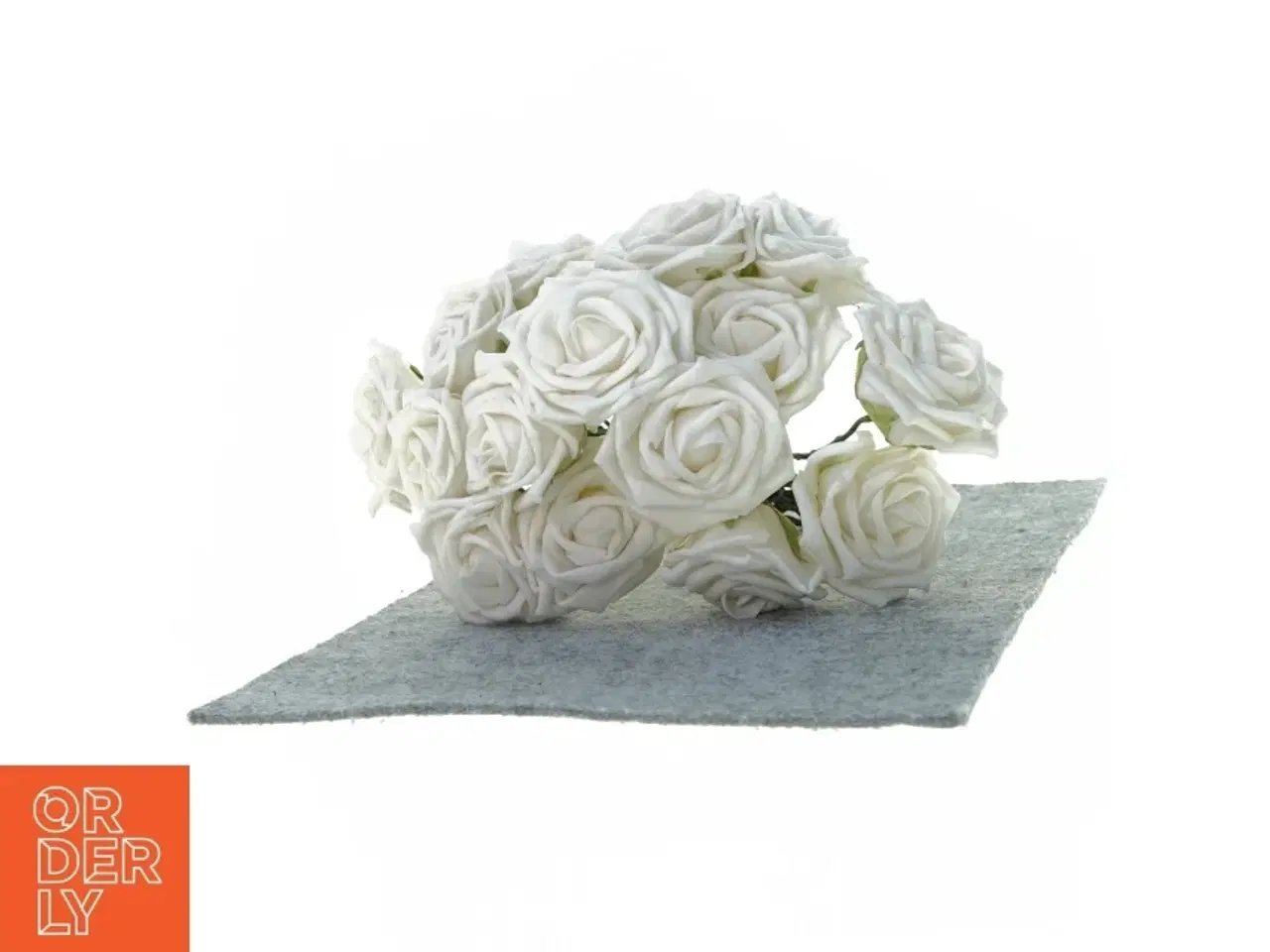 Billede 2 - kunstige hvide naturtro roser (str. 20 cm)