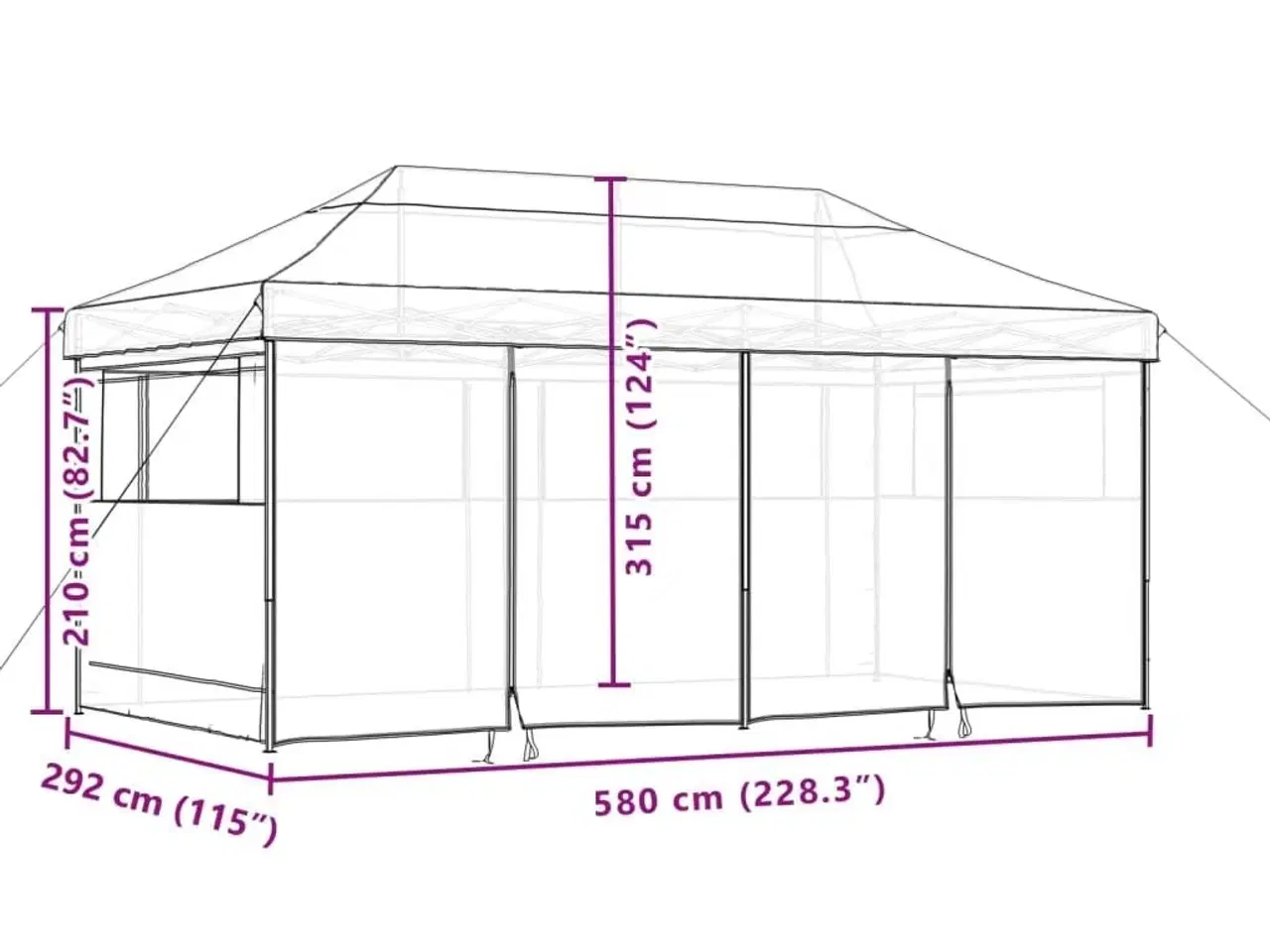 Billede 10 - Foldbart pop-up festtelt med 4 sidevægge beige