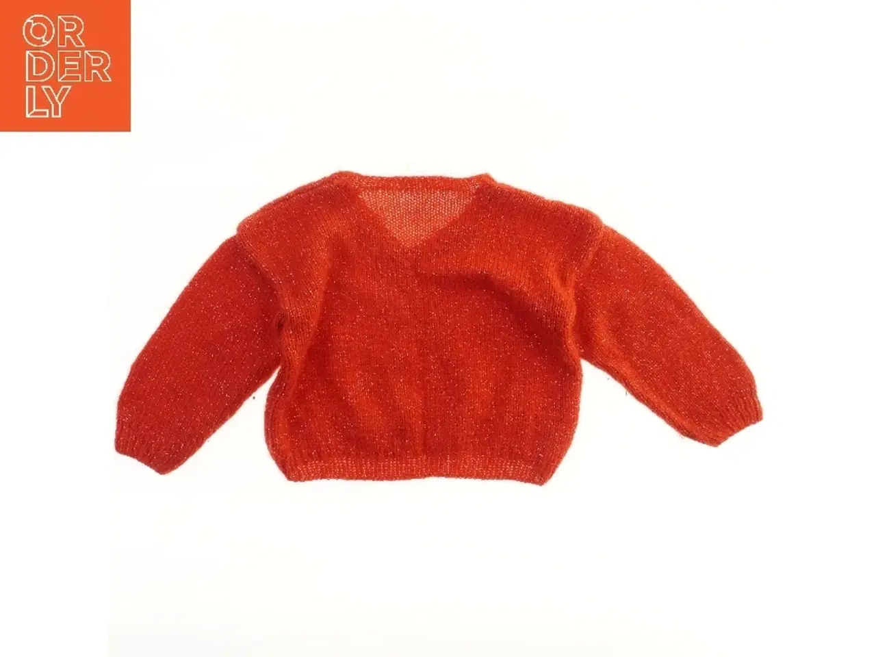 Billede 2 - Rød glimmer stiktrøje ca 3-4 år(str.  36x33,5 cm)