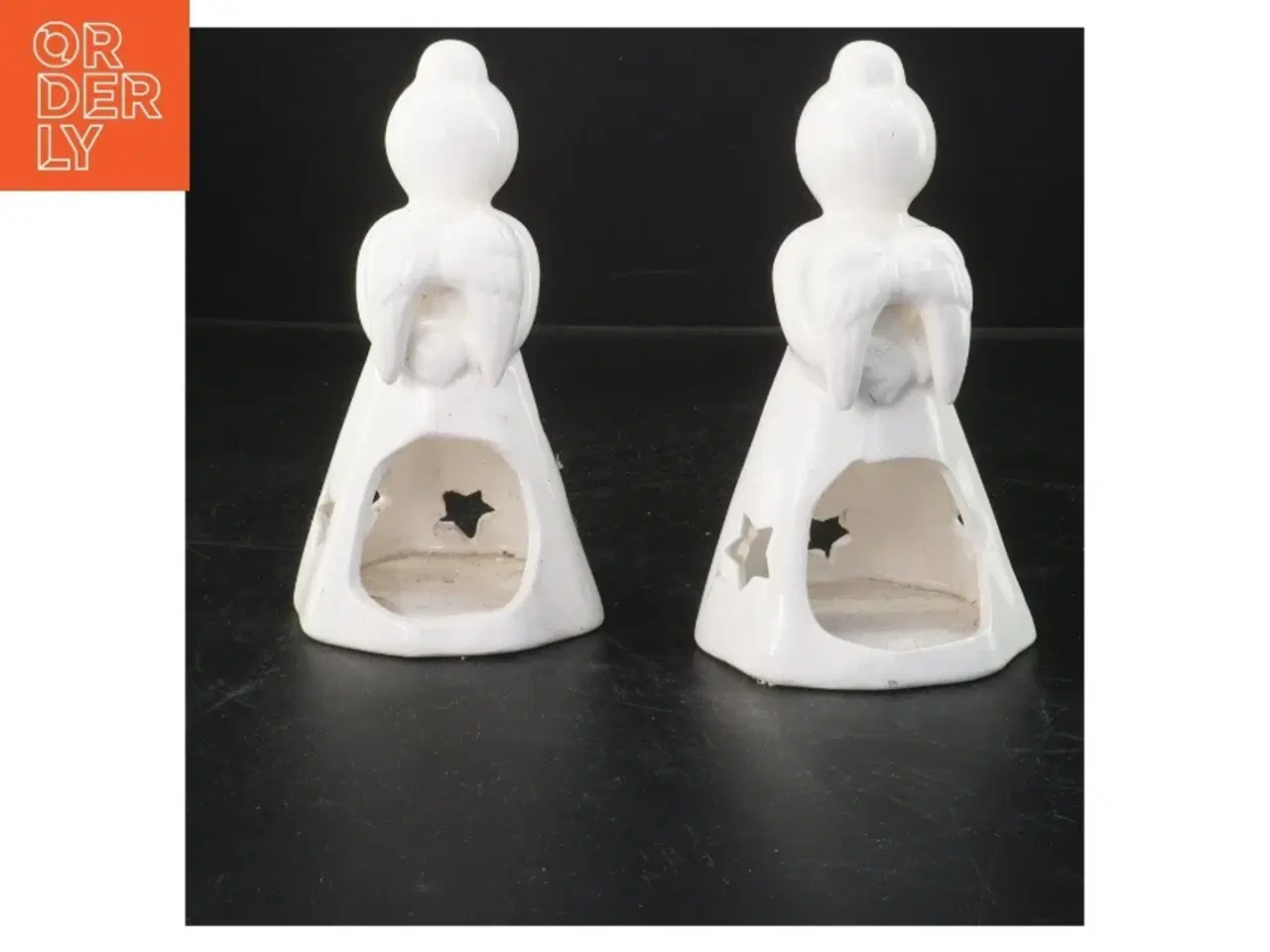 Billede 2 - Keramik engle lysestager (str. 16x9 cm)
