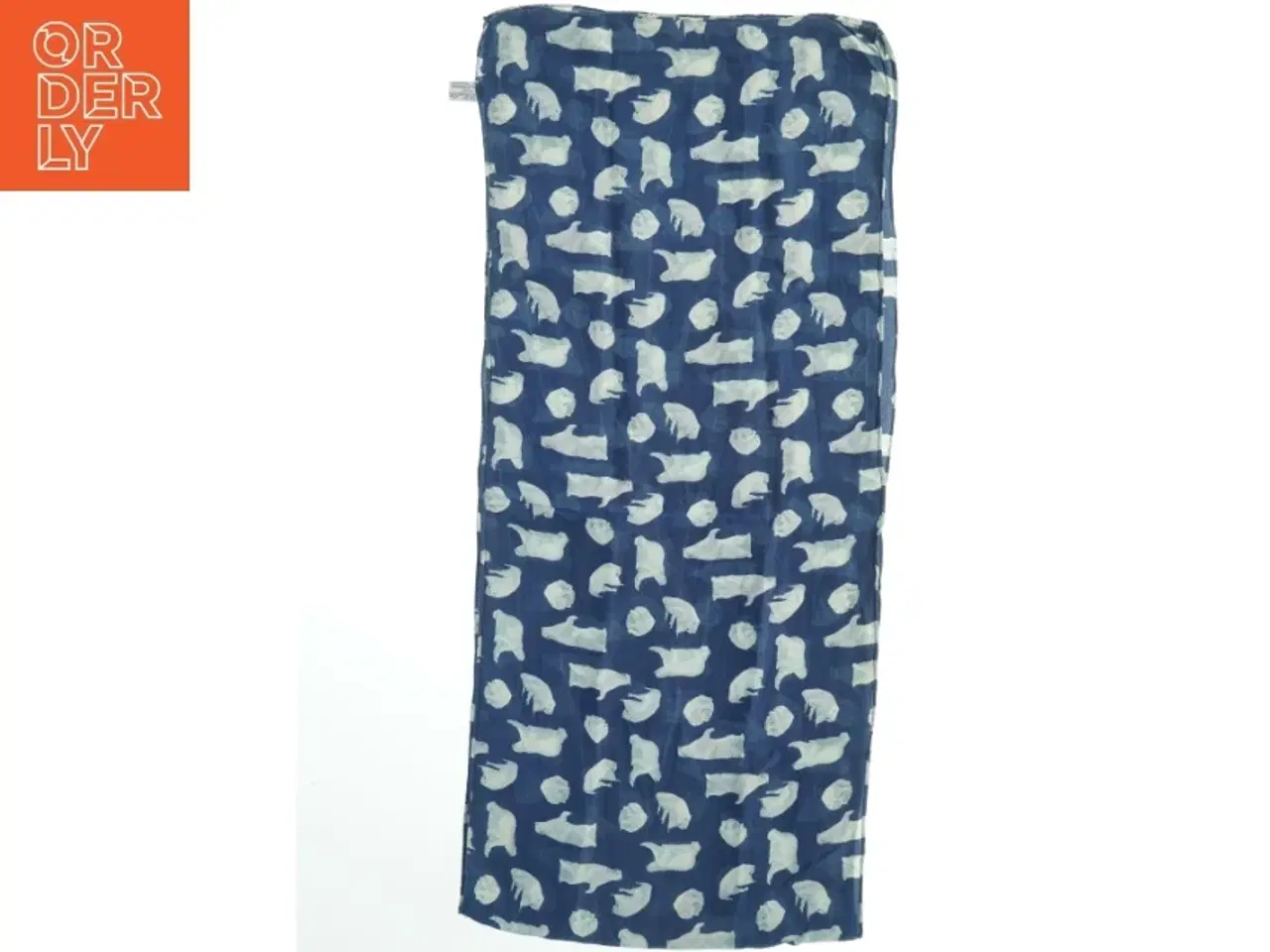 Billede 3 - Charlotte Sparre Blåt Silke tørklæde med isbjørn mønster (str. 34x153 cm)