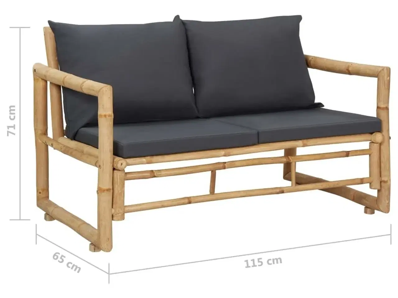 Billede 7 - Havebænk med hynder 115 cm bambus