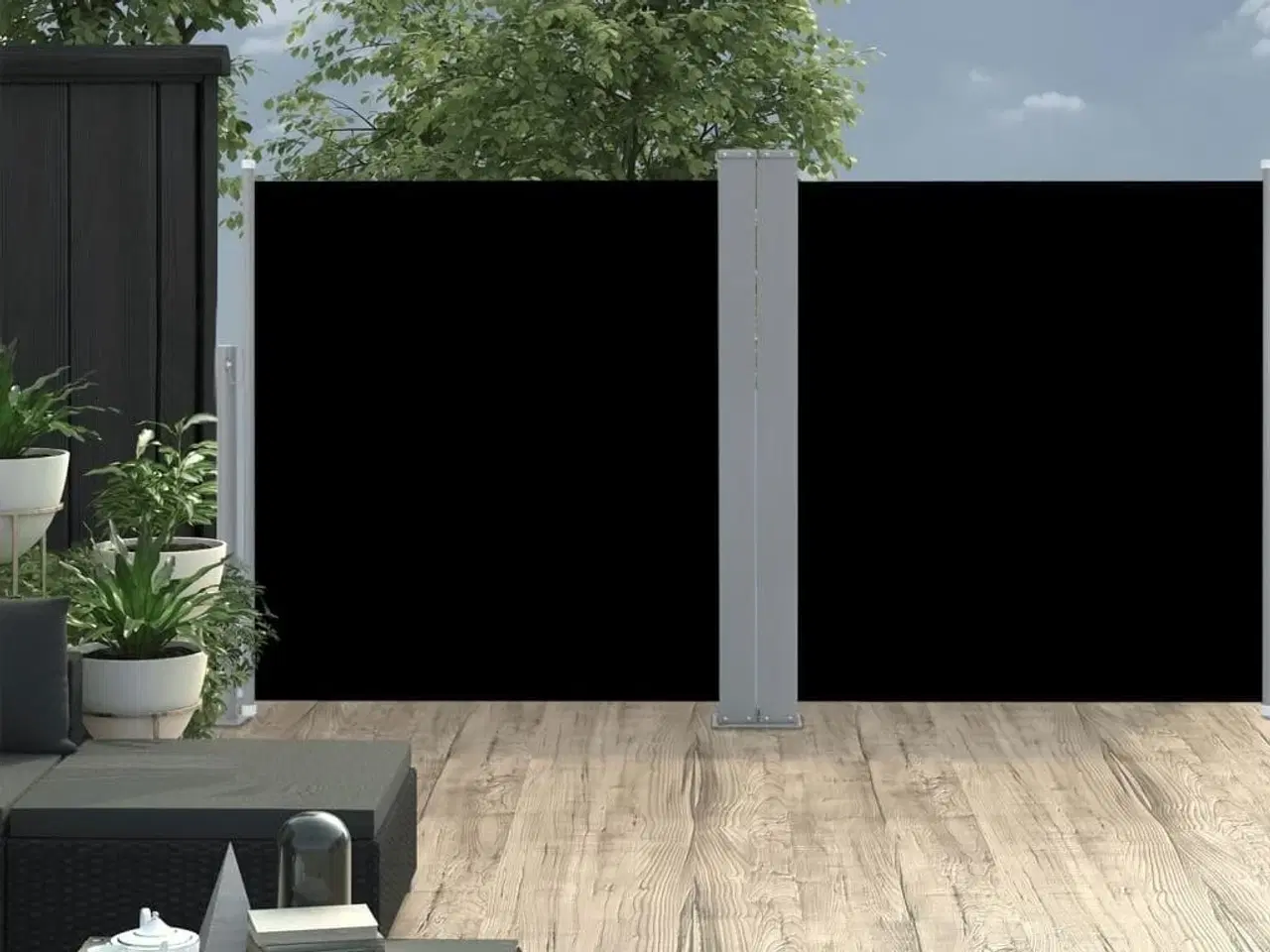 Billede 3 - Sammenrullelig sidemarkise 100 x 600 cm sort