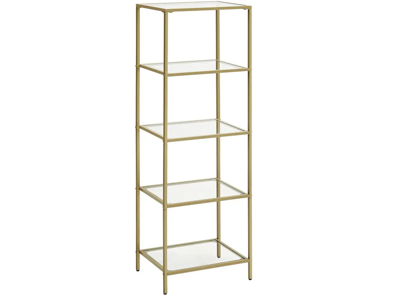 Billede 1 - Reol m. glas - 5-etagers, slank stigereol i 'guld'