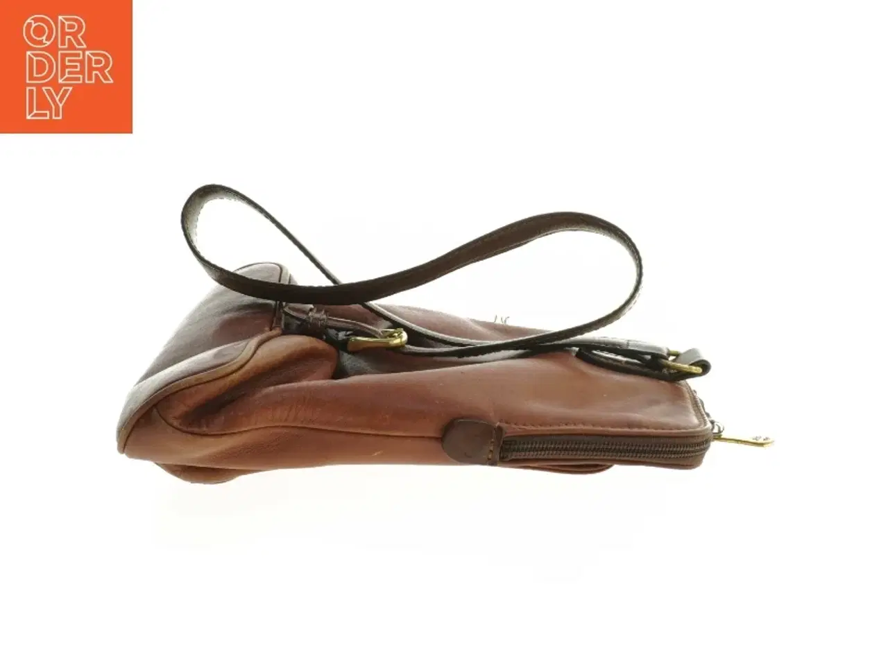 Billede 2 - Lille brun lædertaske (str. 25x19 cm)