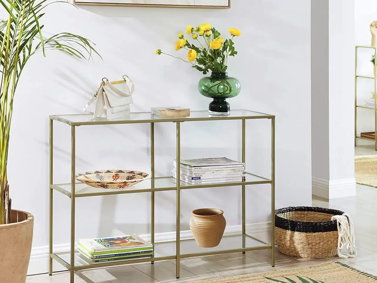 Billede 3 - Konsolbord i glas 100 × 30 × 73 cm guld