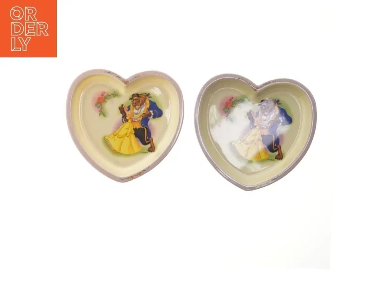 Billede 1 - Hjerteformede fade med Skønheden og Udyret motiv fra Disney (str. 21 cm)