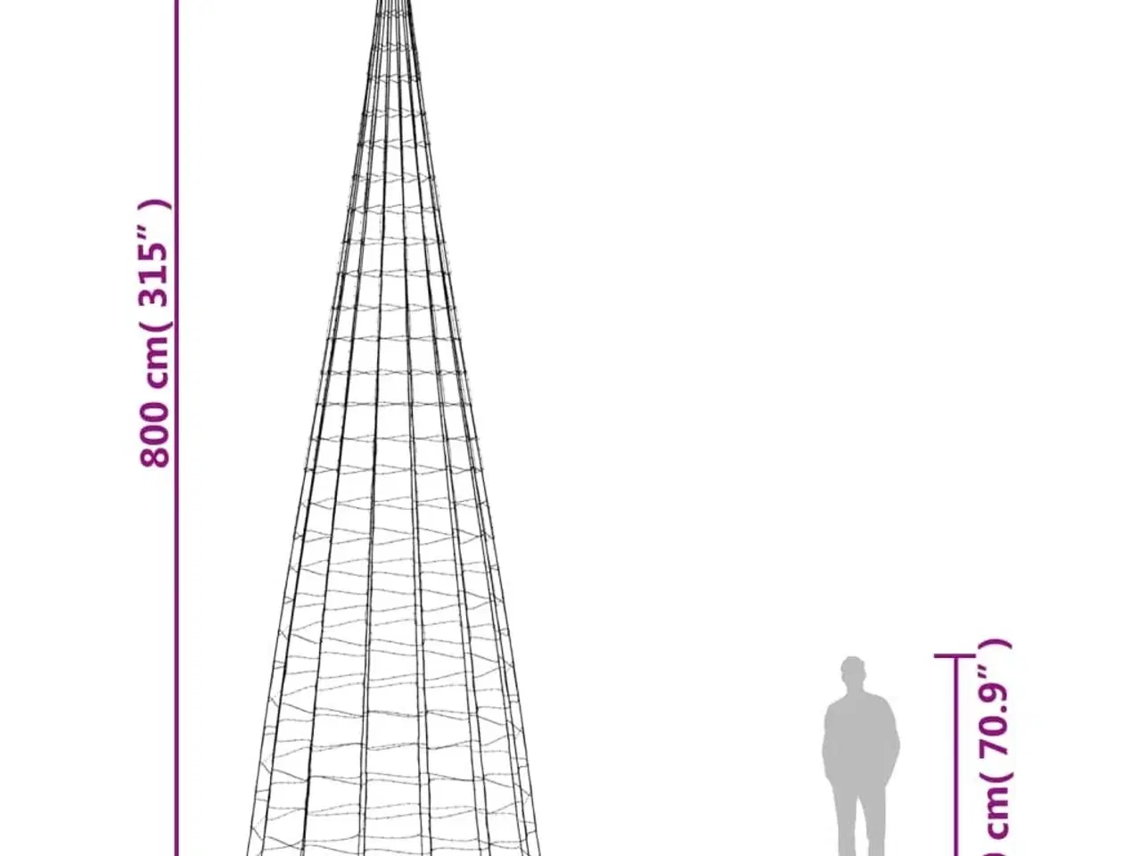 Billede 10 - LED-juletræ til flagstang 3000 LED'er 800 cm varmt hvidt lys