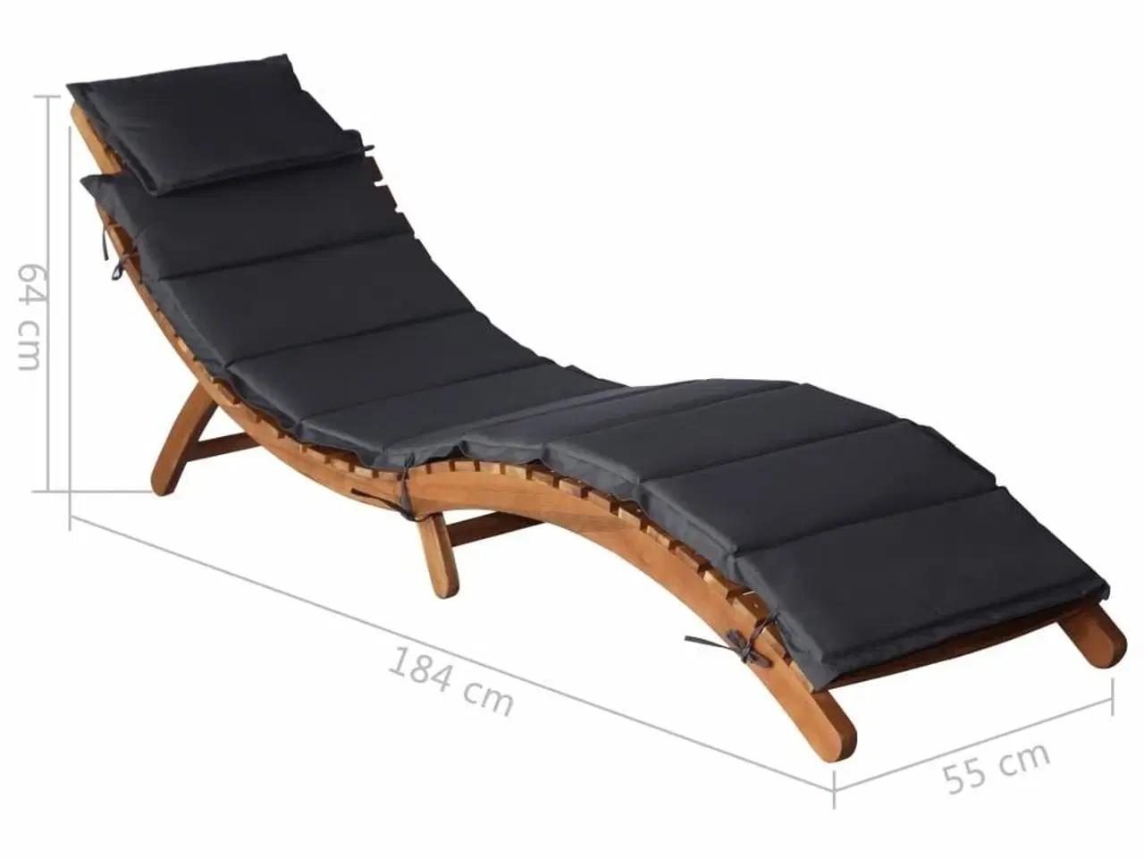 Billede 11 - Liggestol med hynde massivt akacietræ mørkegrå