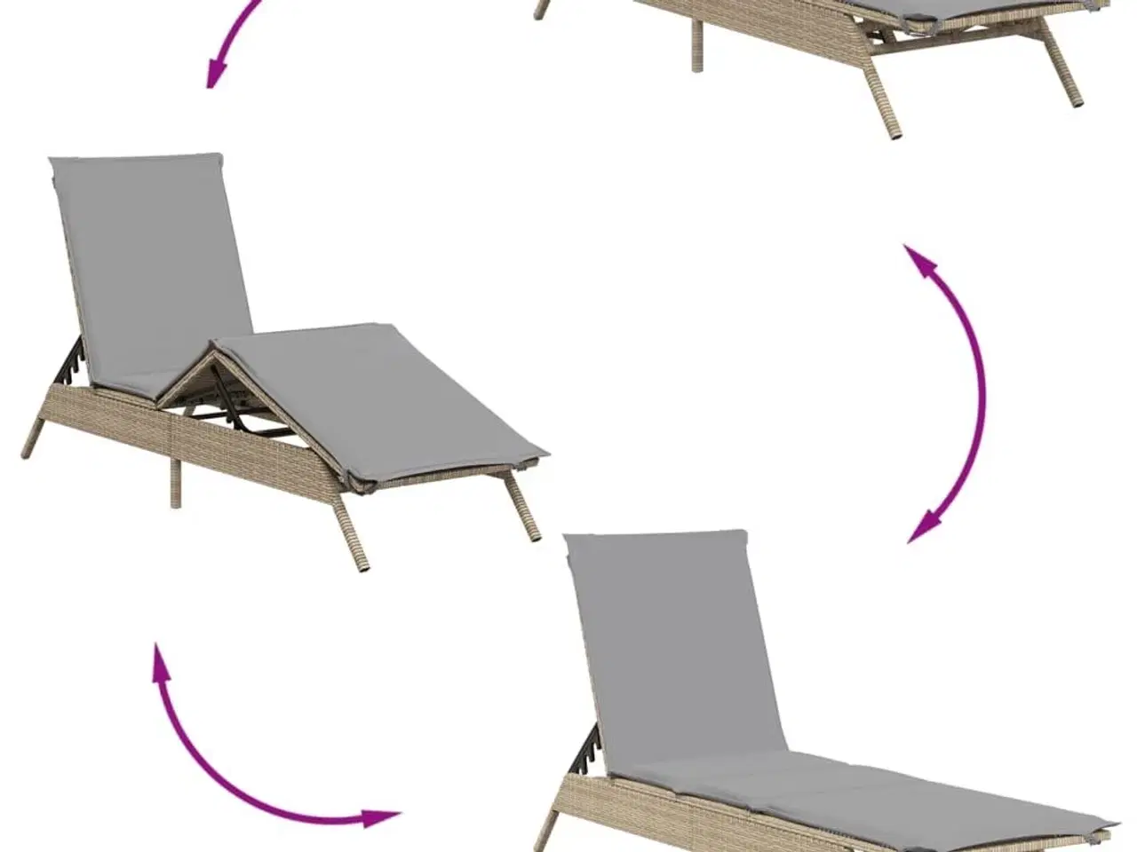 Billede 7 - Liggestol med hynde polyrattan beige