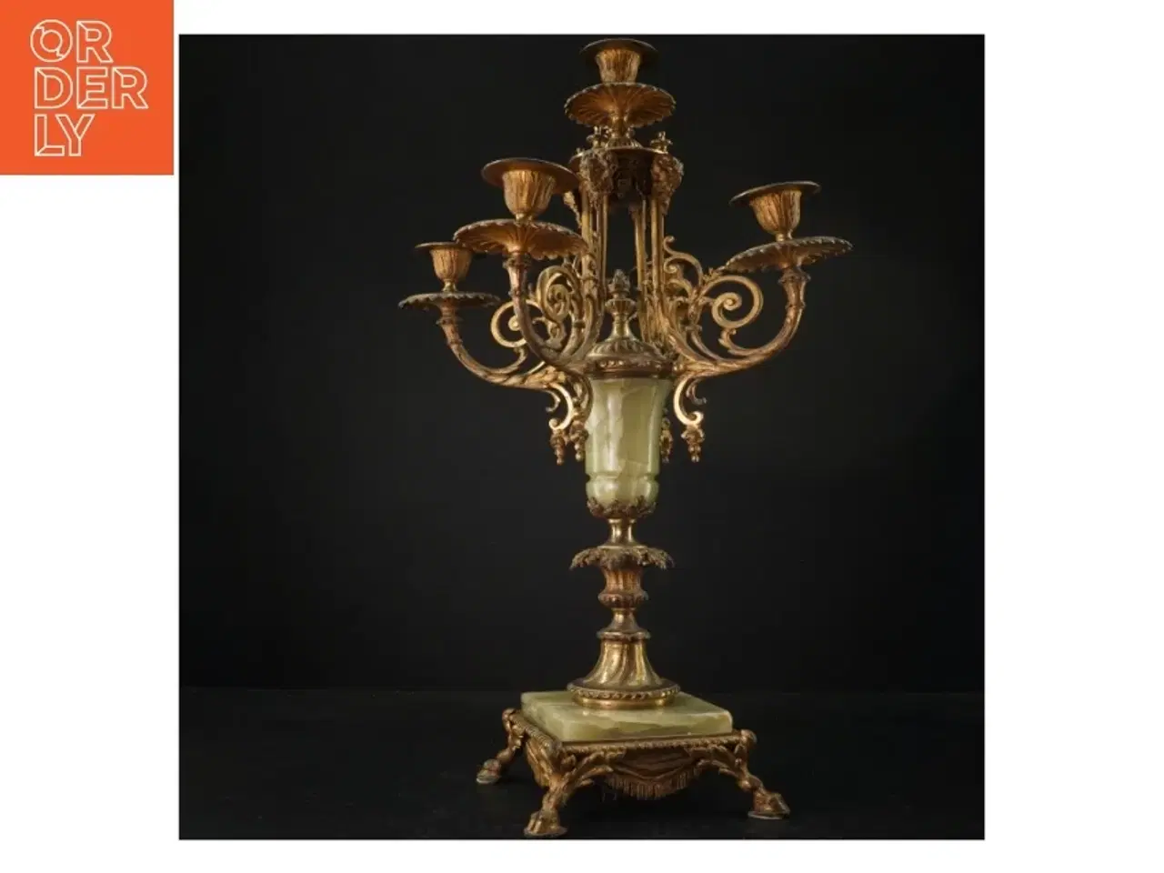 Billede 1 - Antik guldtonet lysestage (str. 55 cm. x 25 cm)