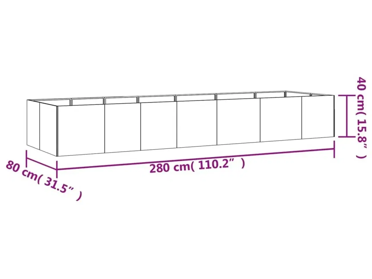 Billede 6 - Højbed 280x80x40 cm cortenstål