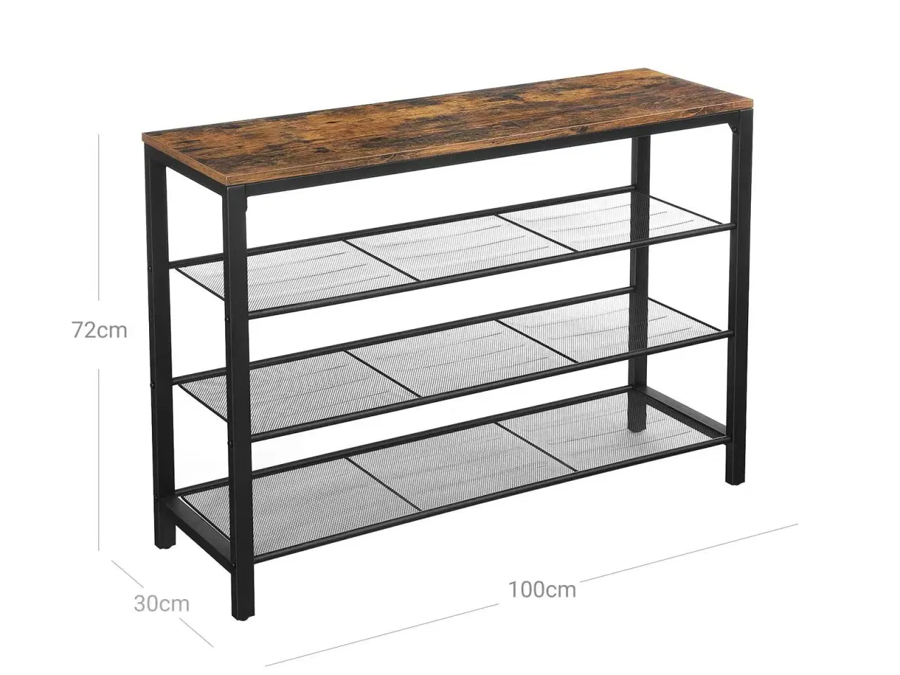 Billede 7 - Skostativ skoreol med 3 nethylder, industrielt look, rustik brun/sort