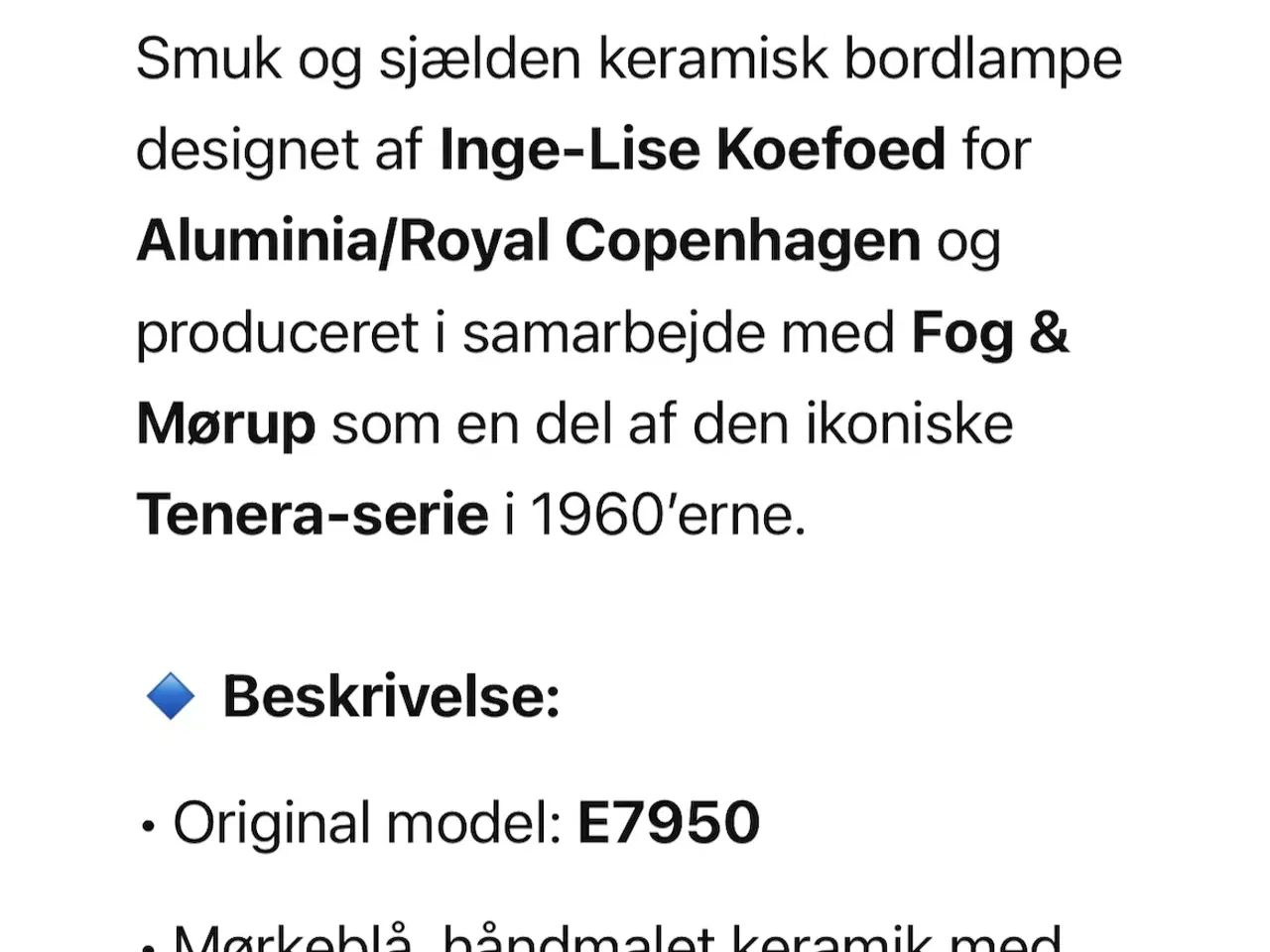 Billede 5 - Tenera fra Fog og Mørup vintage bordlampe
