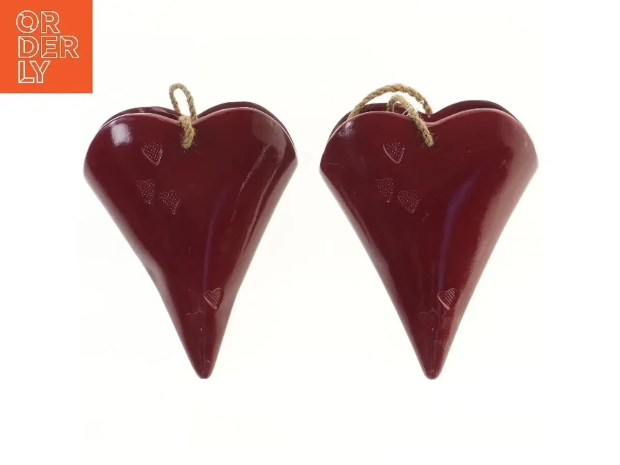 Billede 2 - Røde hjerteophæng (str. 2 styk, 26x20x10 cm)