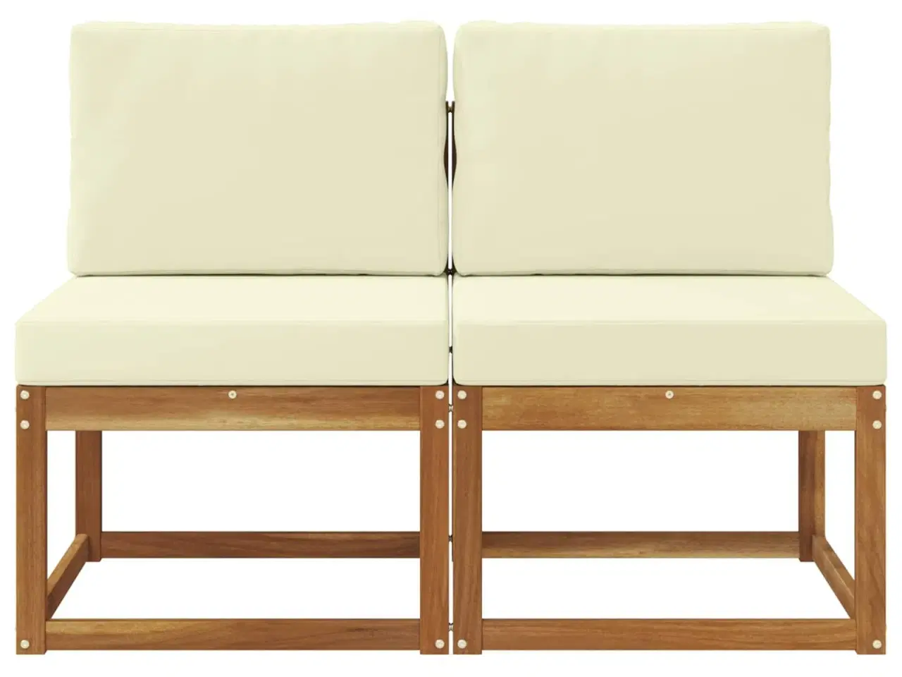 Billede 3 - 2 Stk Udendørs Mellem Sofa Massivt Akacietræ Naturfarvet