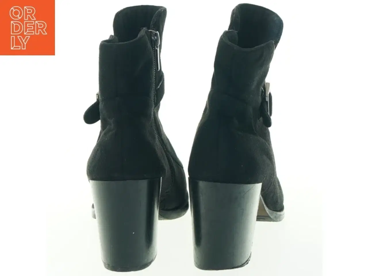 Billede 2 - Stilfulde sorte støvler med blokhæl og spænde – str. 40