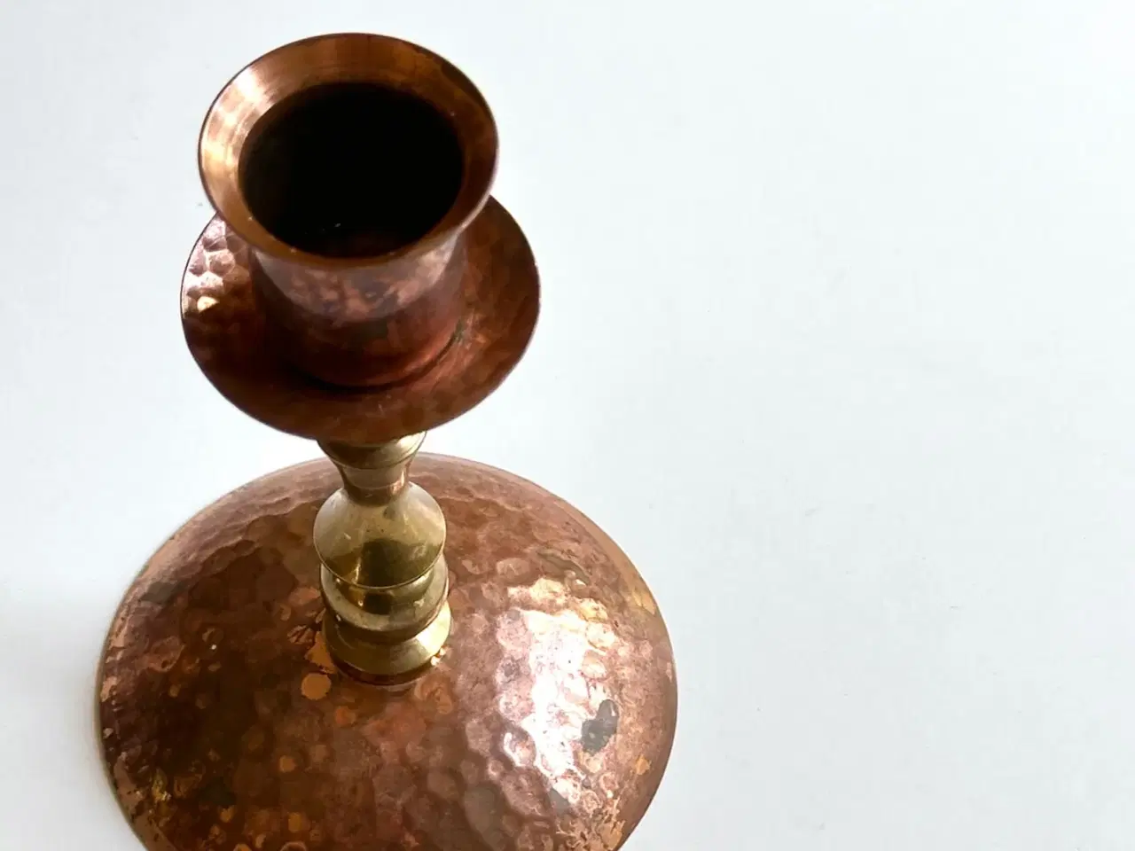 Billede 3 - Lysestage, kobber og messing