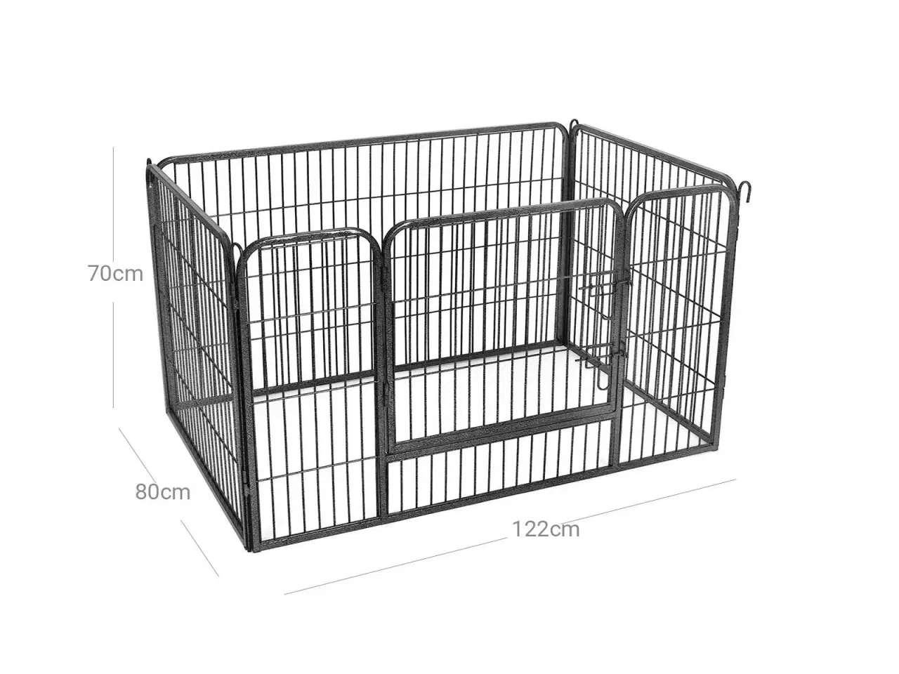 Billede 6 - Hvalpegård / hundeløbegård i metal – grå, 122 × 70 × 80 cm (PPK04GY)