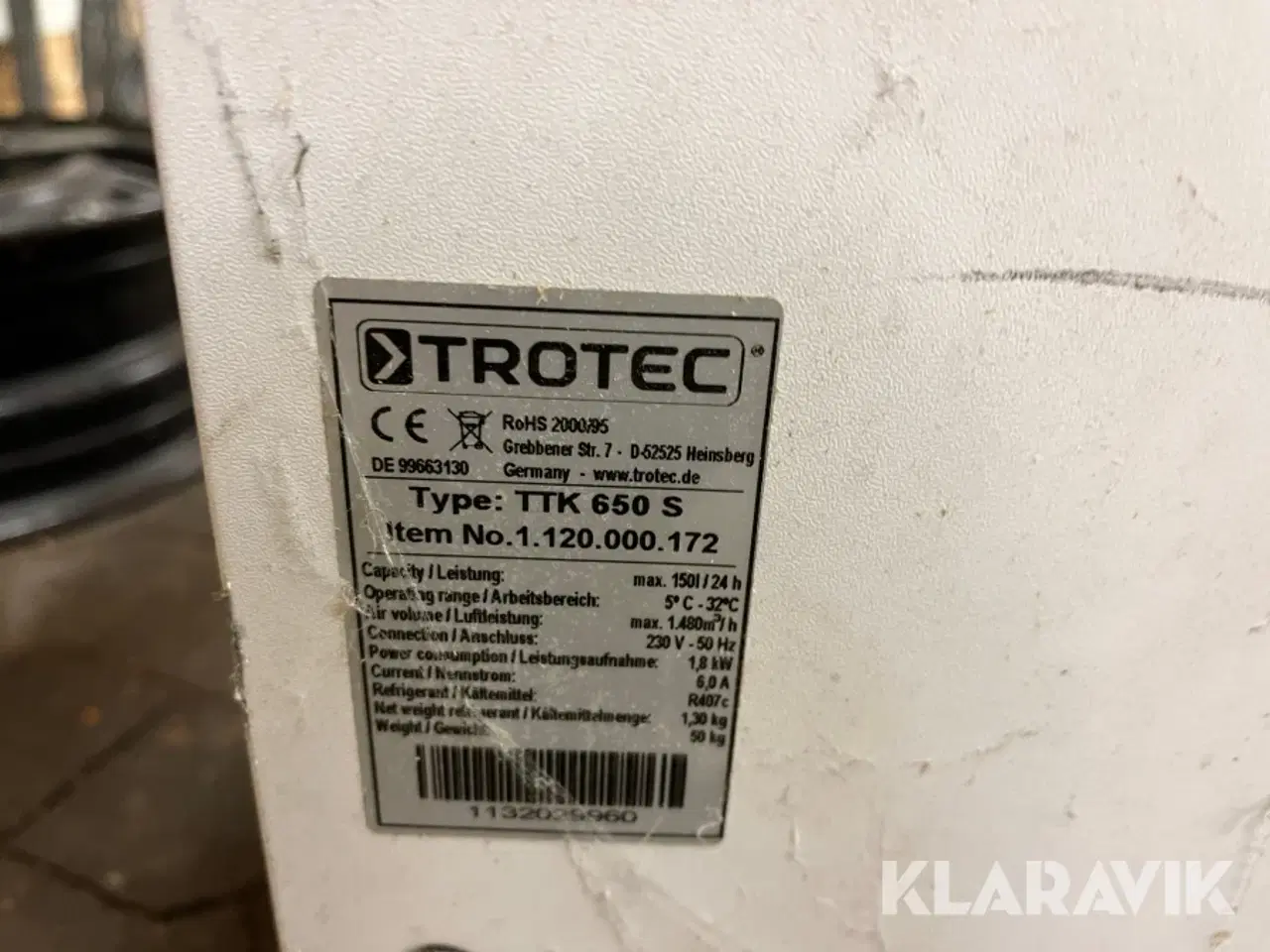 Billede 7 - Affugter Trotec TTK 650 S