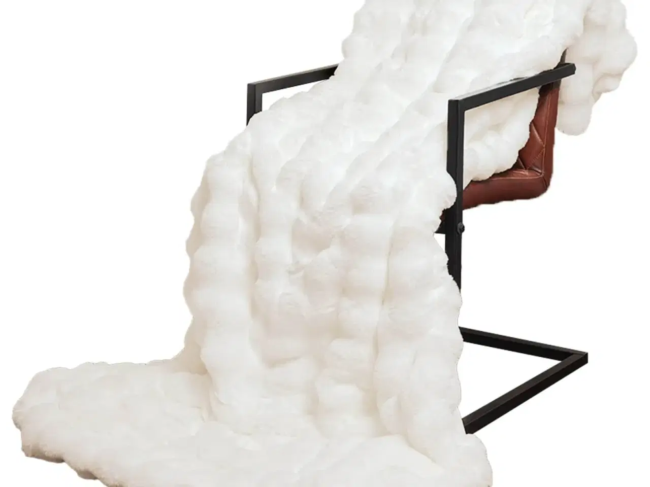 Billede 3 - Faux Kanin Pels Tæppe Hvid 130 x 150 cm Polyester