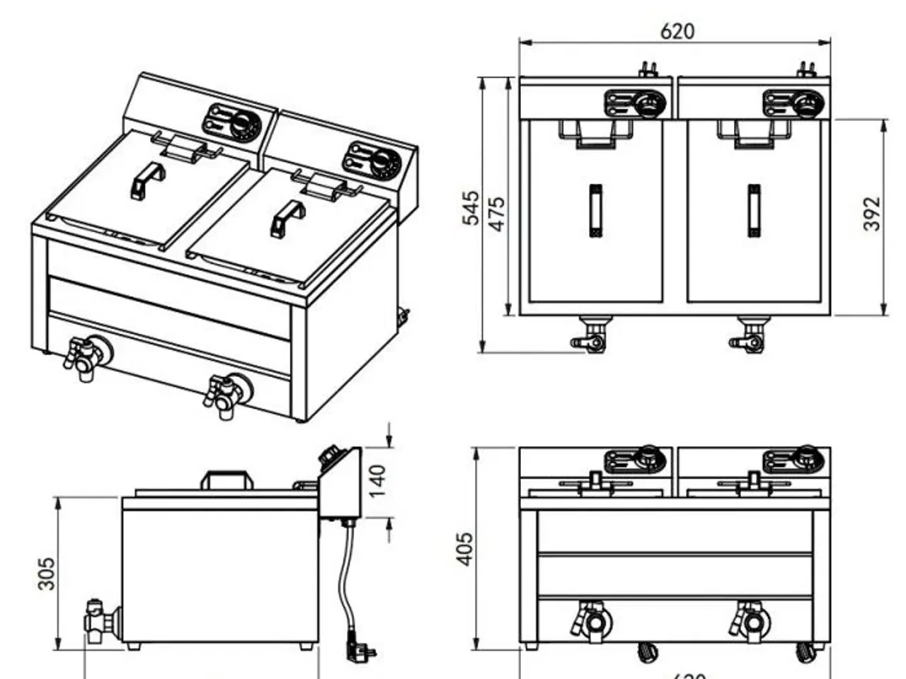 Billede 2 - Elektrisk friture – 2 x 8 liter