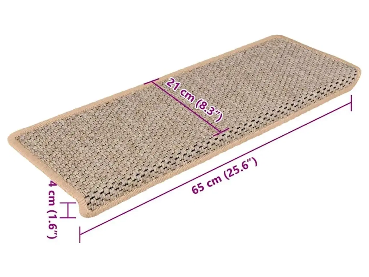 Billede 8 - Selvklæbende trappemåtter 15stk. 65x21x4cm sisal-look lys beige