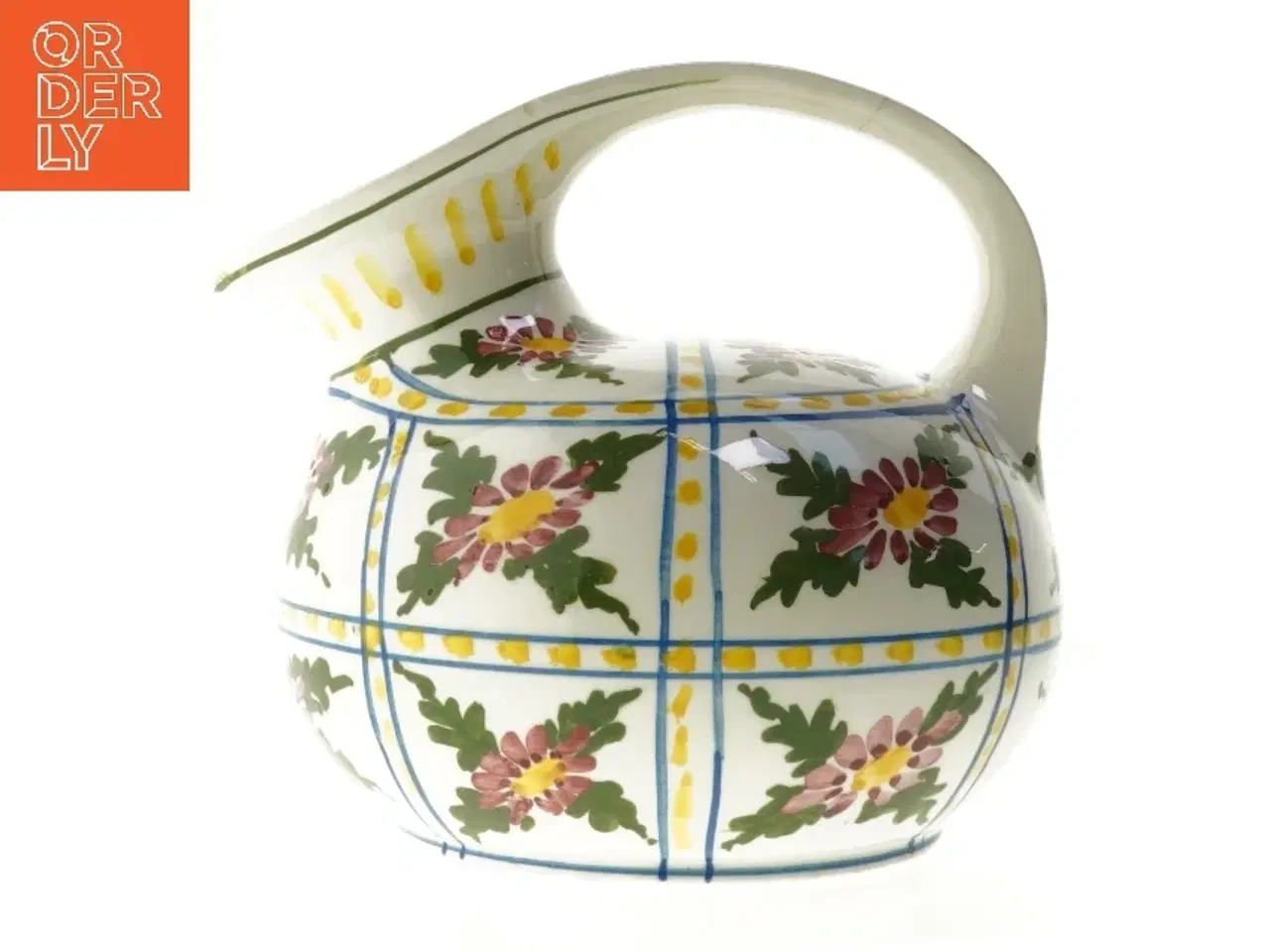 Billede 1 - Keramikkande med blomstermotiv (str. Ø 20 cm)