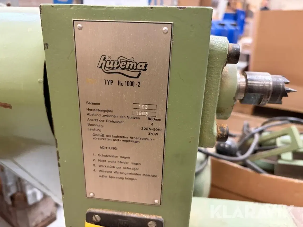 Billede 5 - Trædrejebænk Huvema HU 1000-2